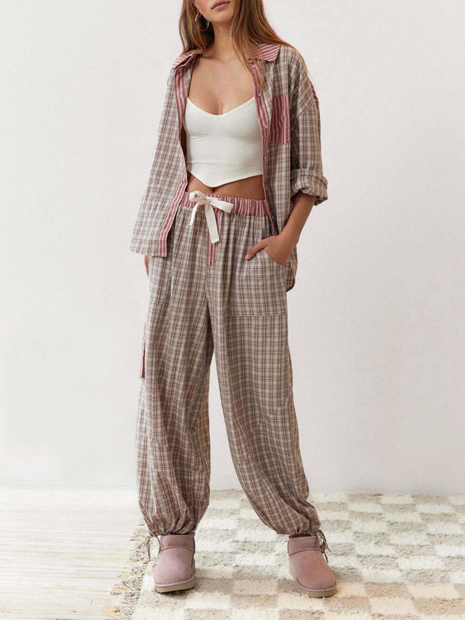 Plaid Pajama Set with Cozy Fit - XPRESSC