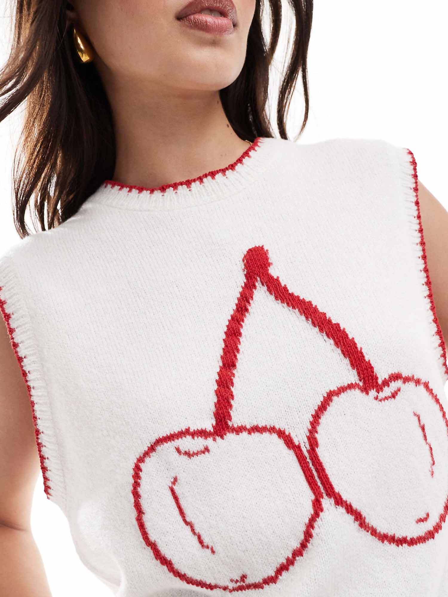 Cherry Pattern Knit Vest - XPRESSC