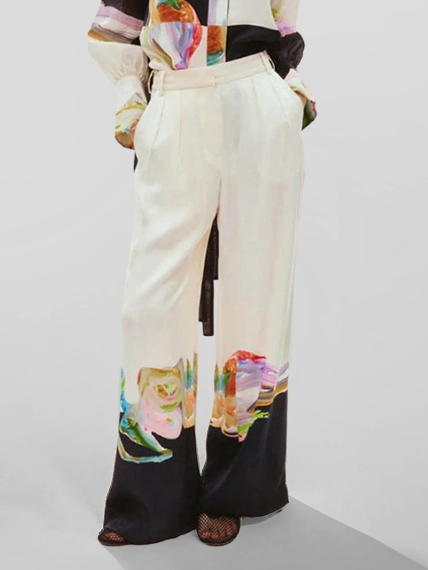 Abstract Art Print Wide-Leg Pants - XPRESSC