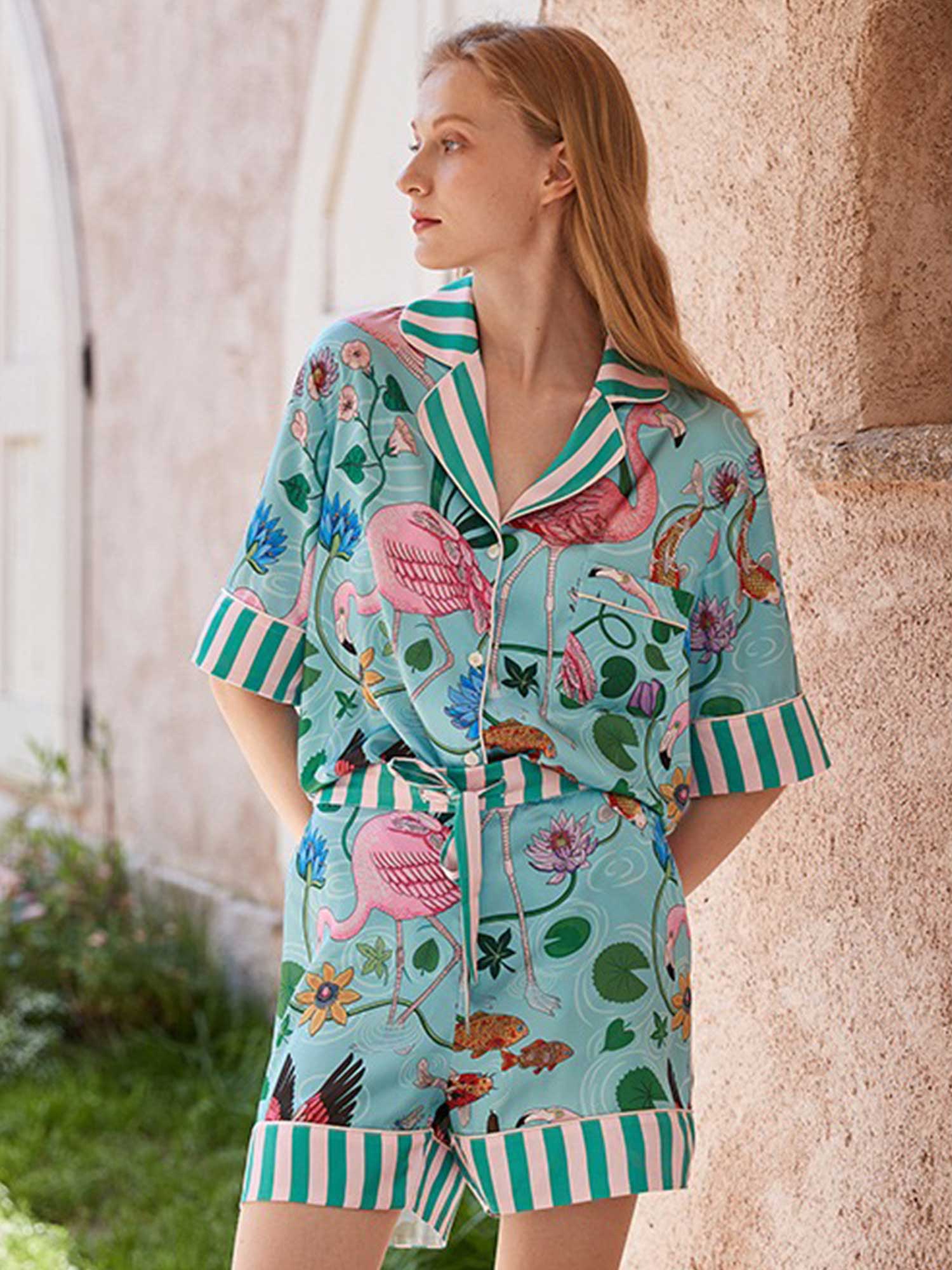 Flamingo Print Short Pajama Set - XPRESSC