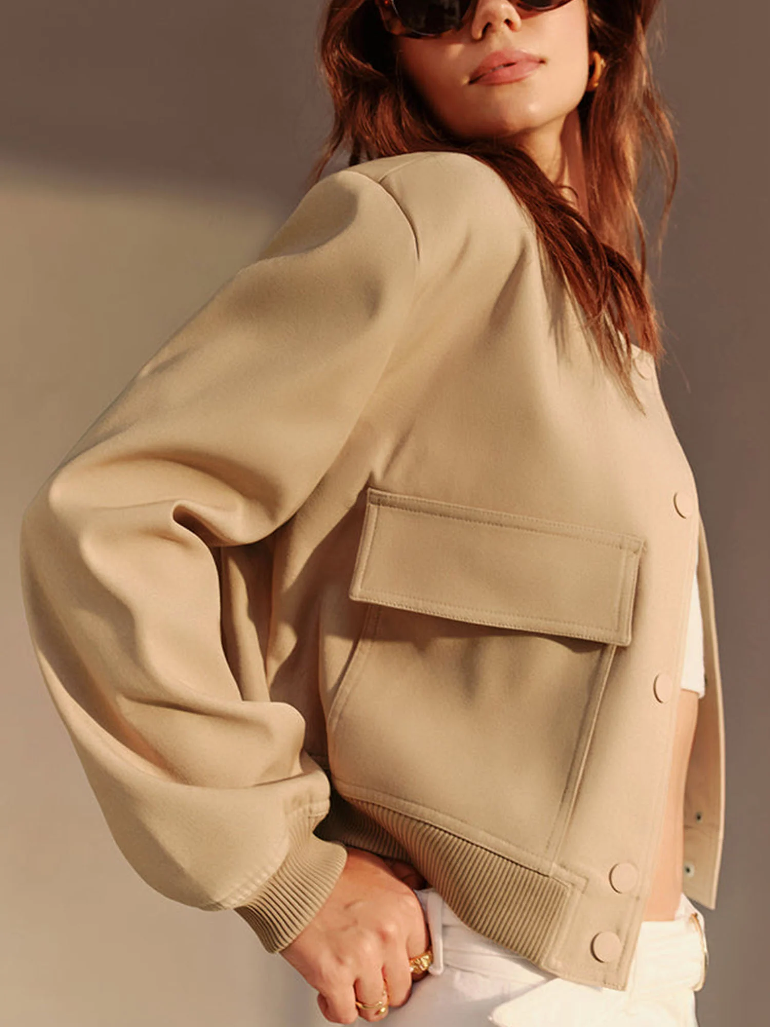 Bomber-Style Cropped Jacket - XPRESSC