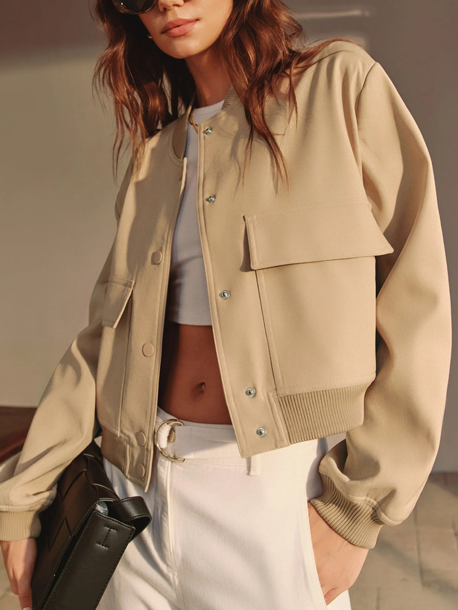 Bomber-Style Cropped Jacket - XPRESSC