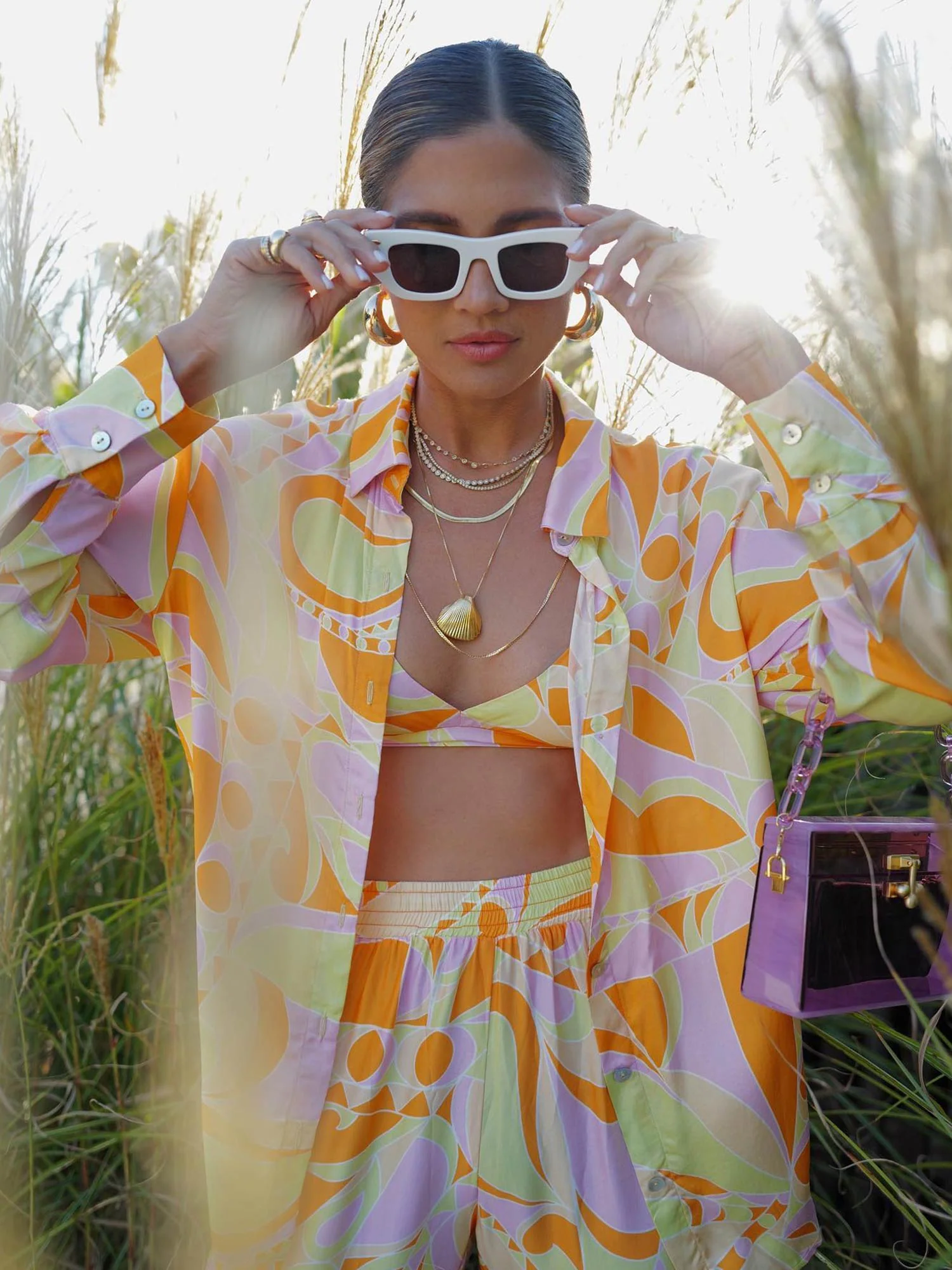 Tropical Beach Graphic Print Button-Up Shirt - XPRESSC