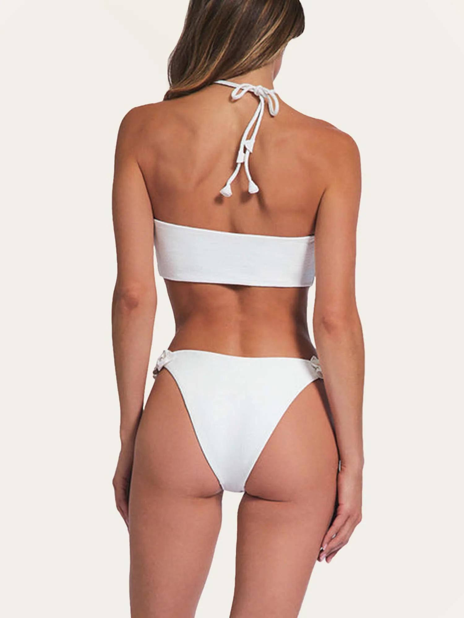 White Bikini with Floral Embellishments - XPRESSC
