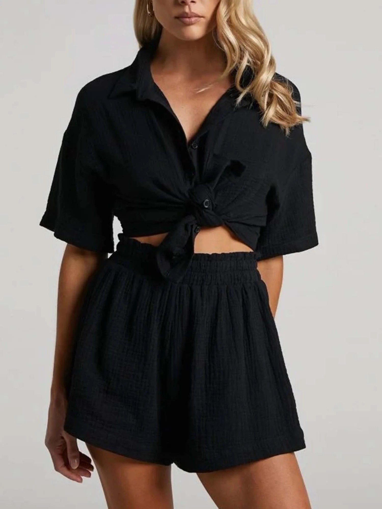 Short Sleeve Shirt Shorts Set Casual Euro Flow - XPRESSC