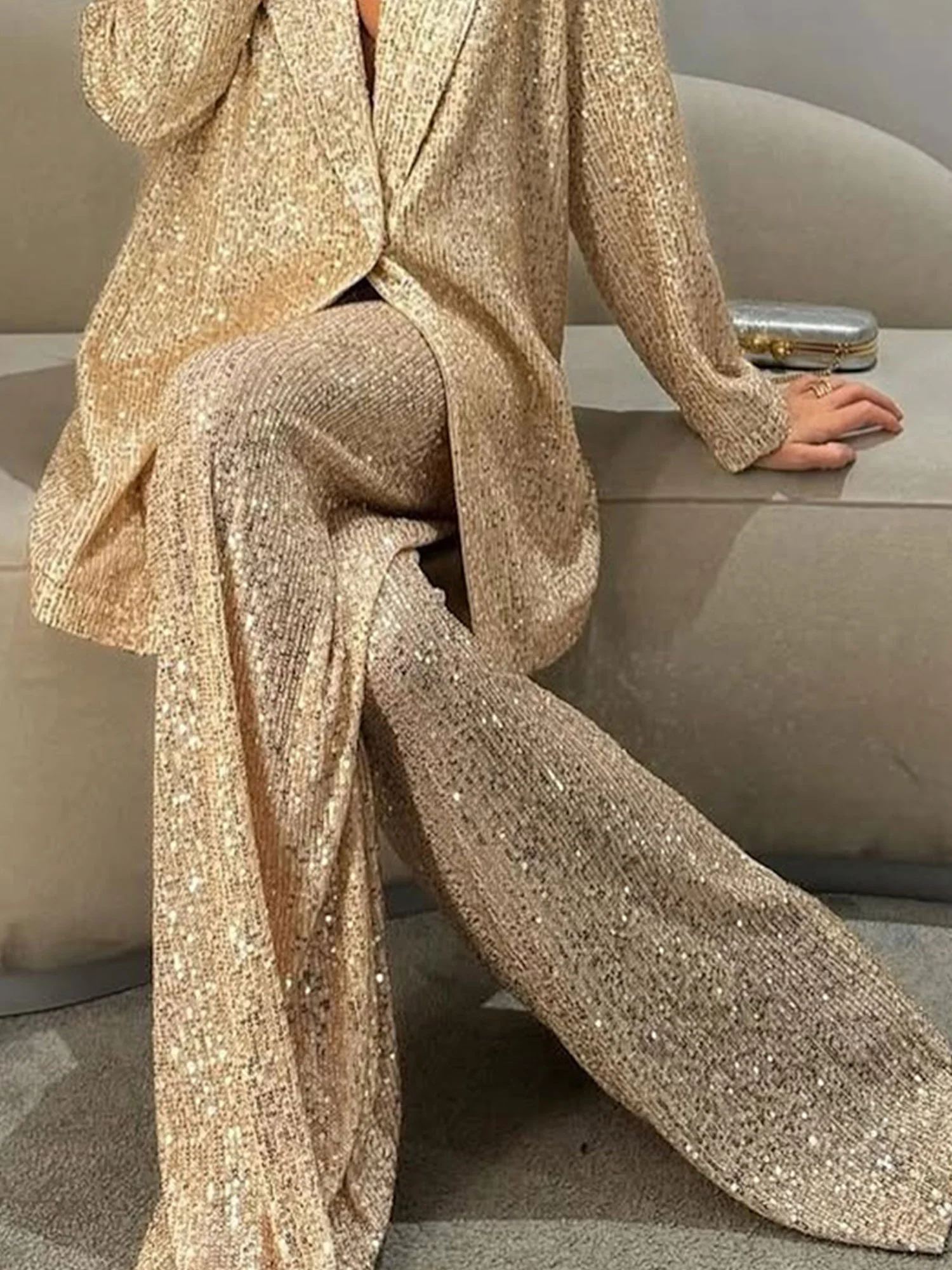 Metallic Sequin Pants - XPRESSC