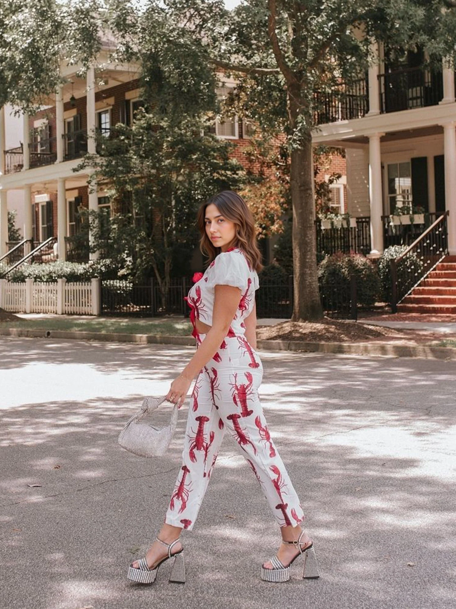 Lobster Print Puff Sleeve Shirt - XPRESSC