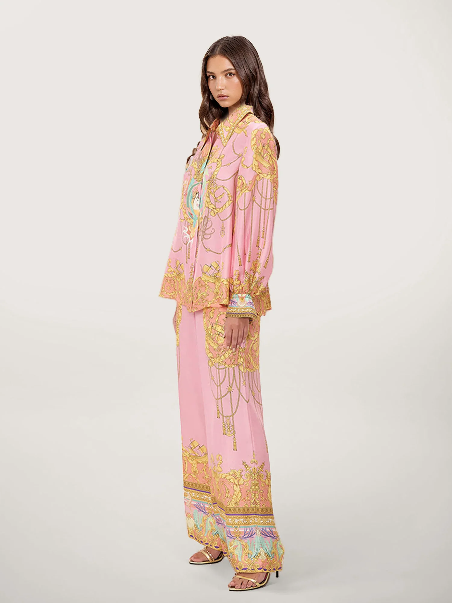 Puff-Sleeve Blouse with Fish Print - XPRESSC