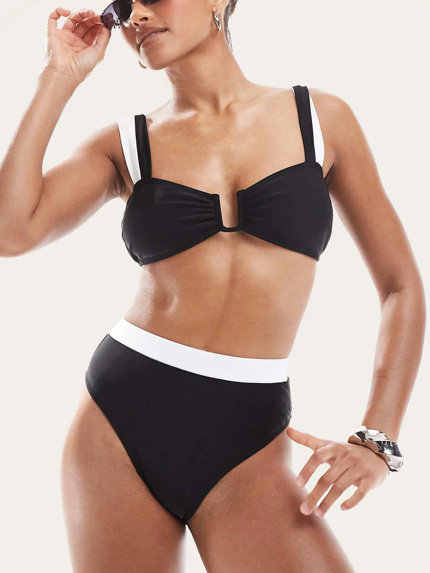 Black and White High-Waisted Bikini - XPRESSC