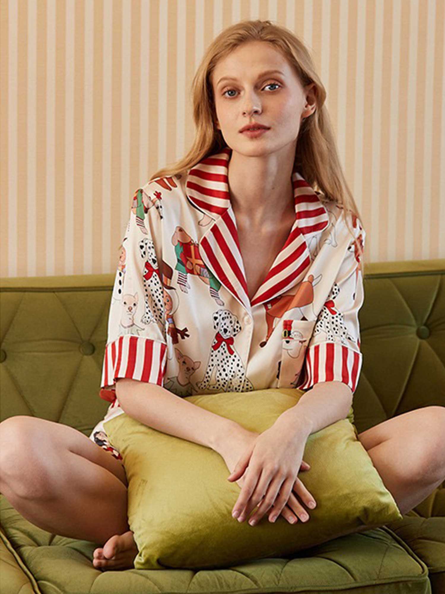 Cartoon Dog Print Short Pajama Set - XPRESSC