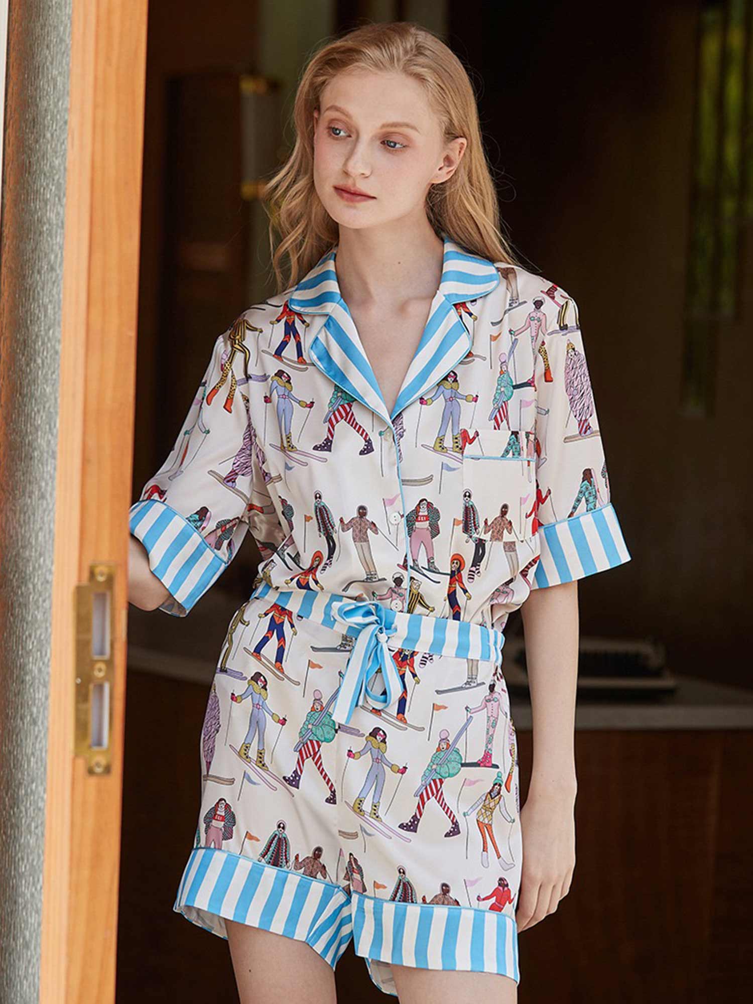 Ski Adventure Print Short Pajama Set - XPRESSC