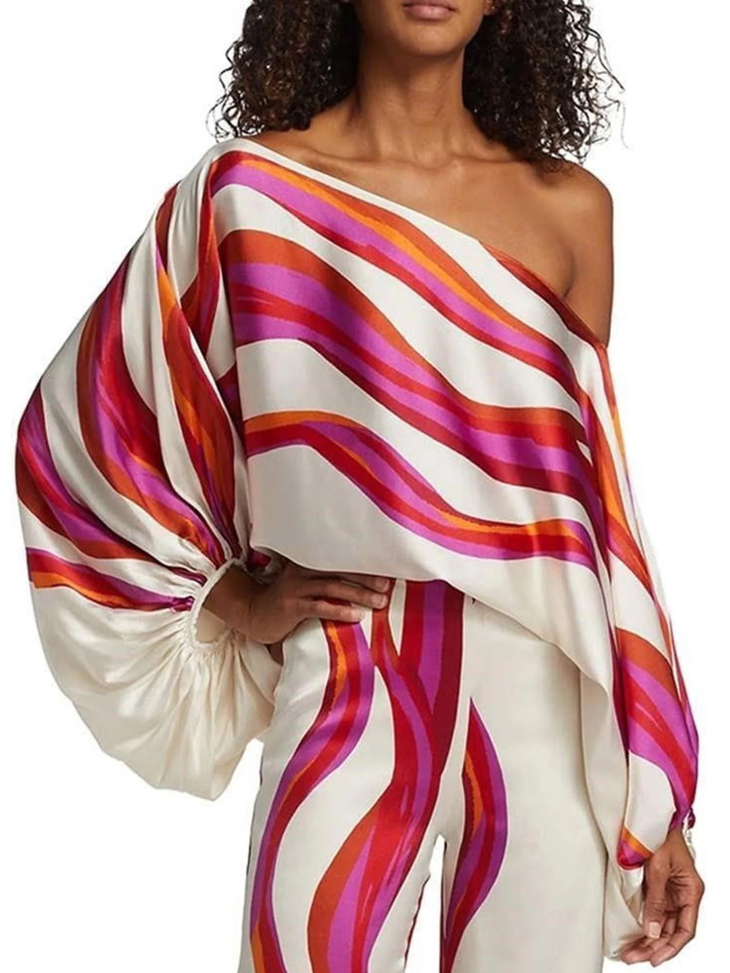 Radiant Stripe Off-Shoulder Set - XPRESSC