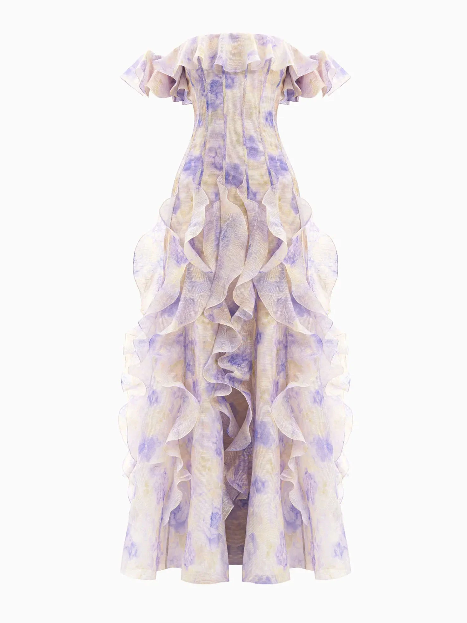 Lilac Off-Shoulder Ruffle Maxi Dress - XPRESSC