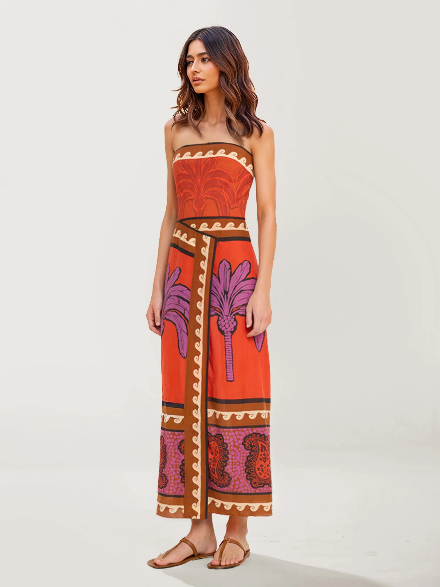 Strapless Bohemian Midi Dress - XPRESSC
