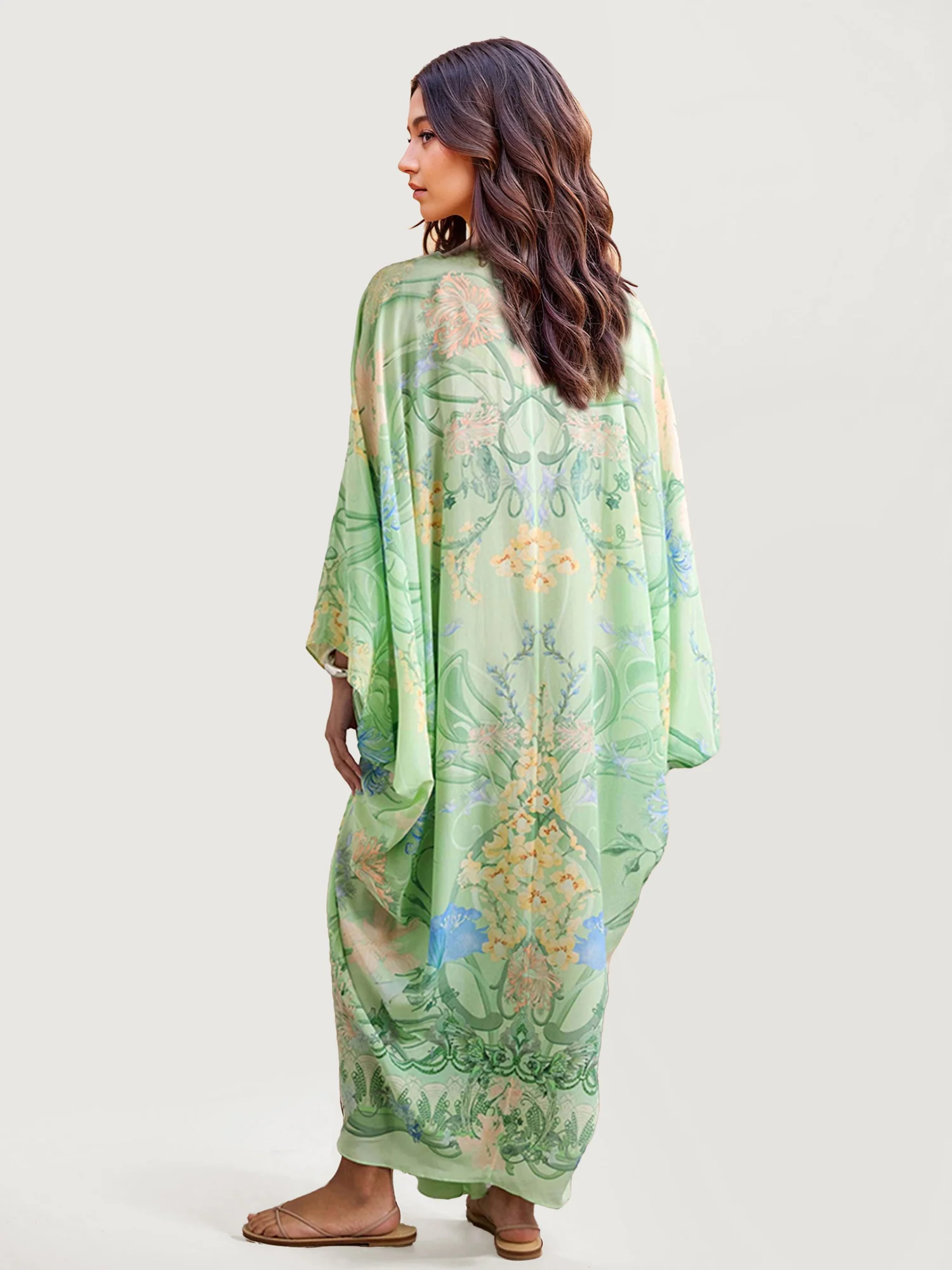 Green Floral Plunge Maxi Dress - XPRESSC