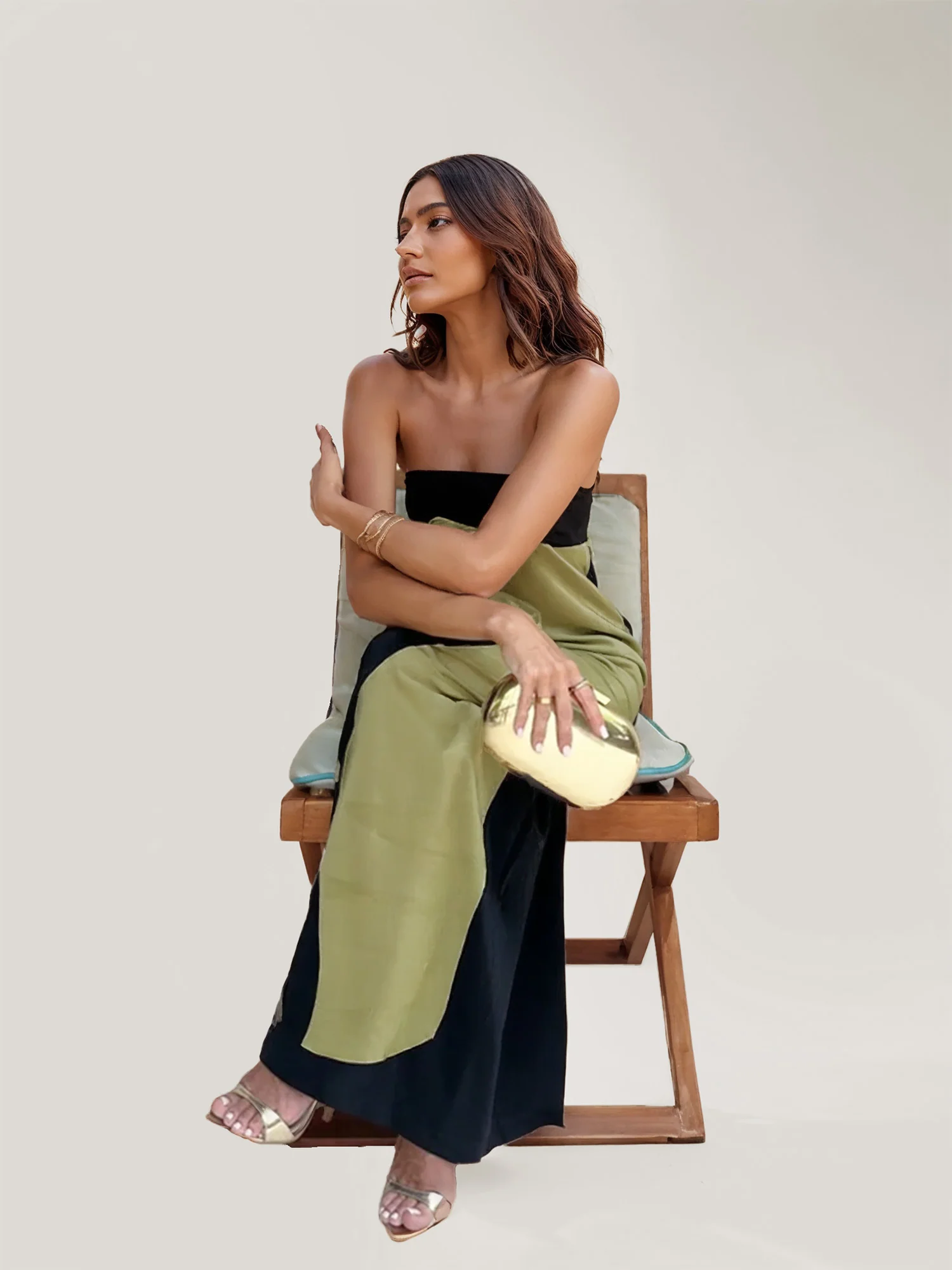 Abstract Floral Print Strapless Maxi Dress - XPRESSC