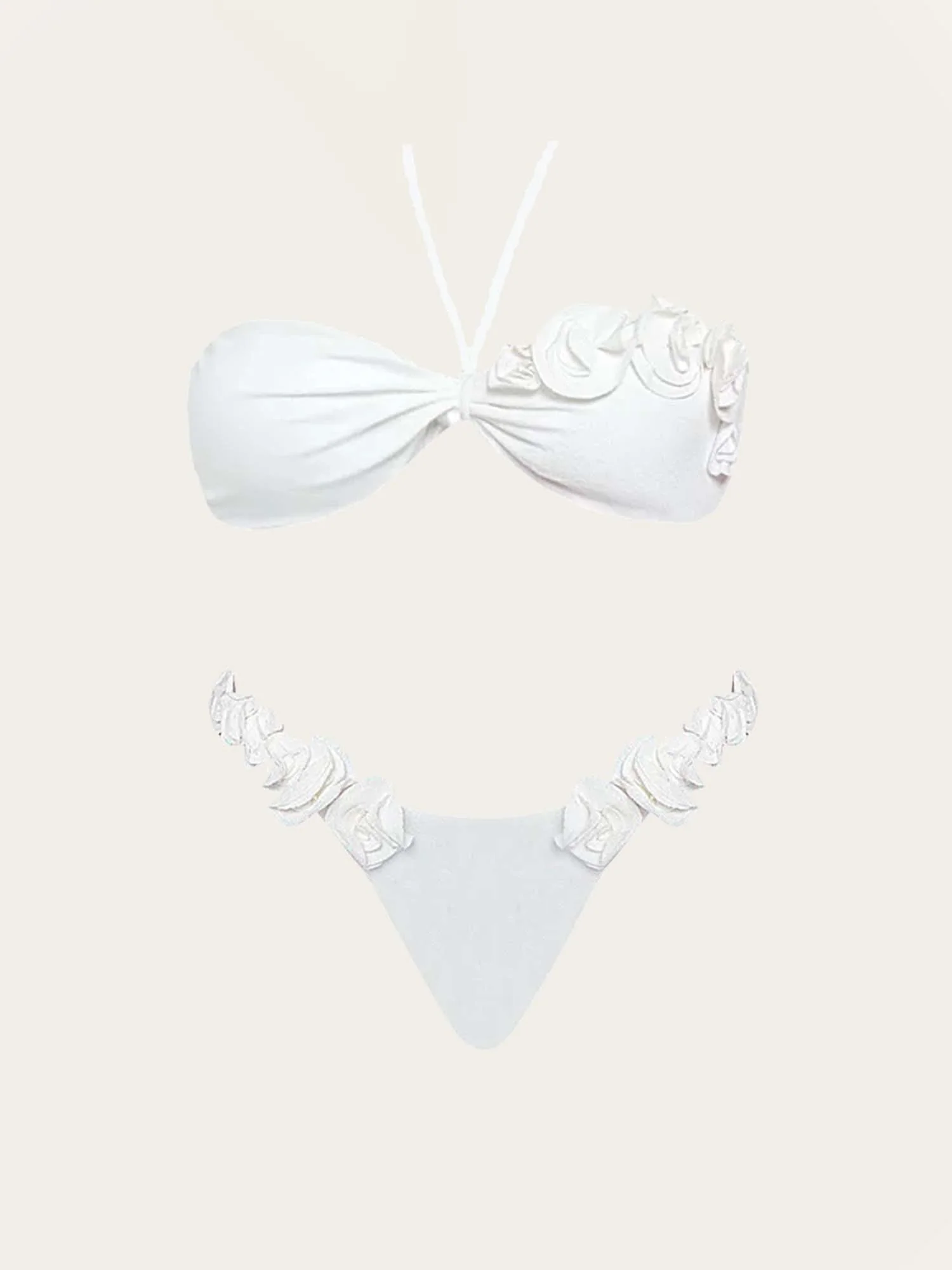 White Bikini with Floral Embellishments - XPRESSC