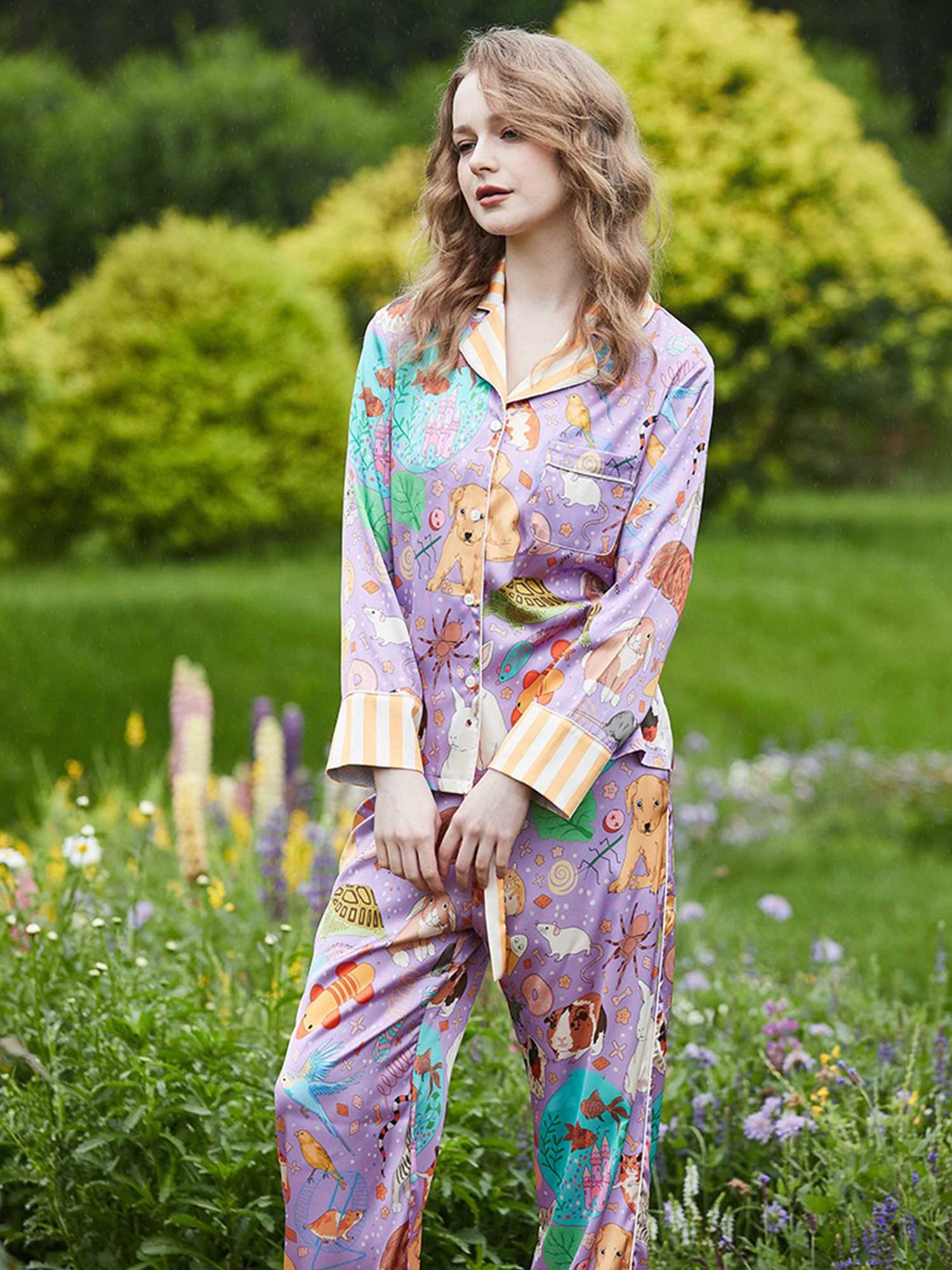 Guinea Pig & Goldfish Long Print Pajama Set - XPRESSC