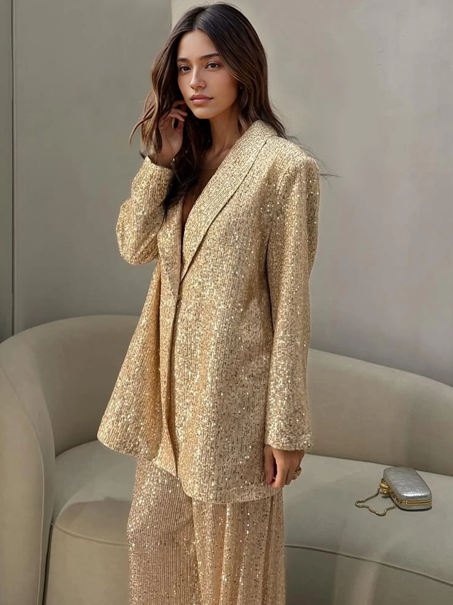 Metallic Sequin Blazer - XPRESSC