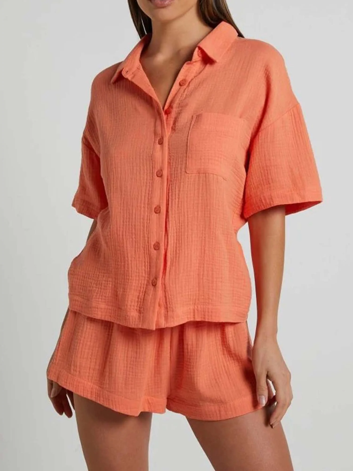 Short Sleeve Shirt Shorts Set Casual Euro Flow - XPRESSC