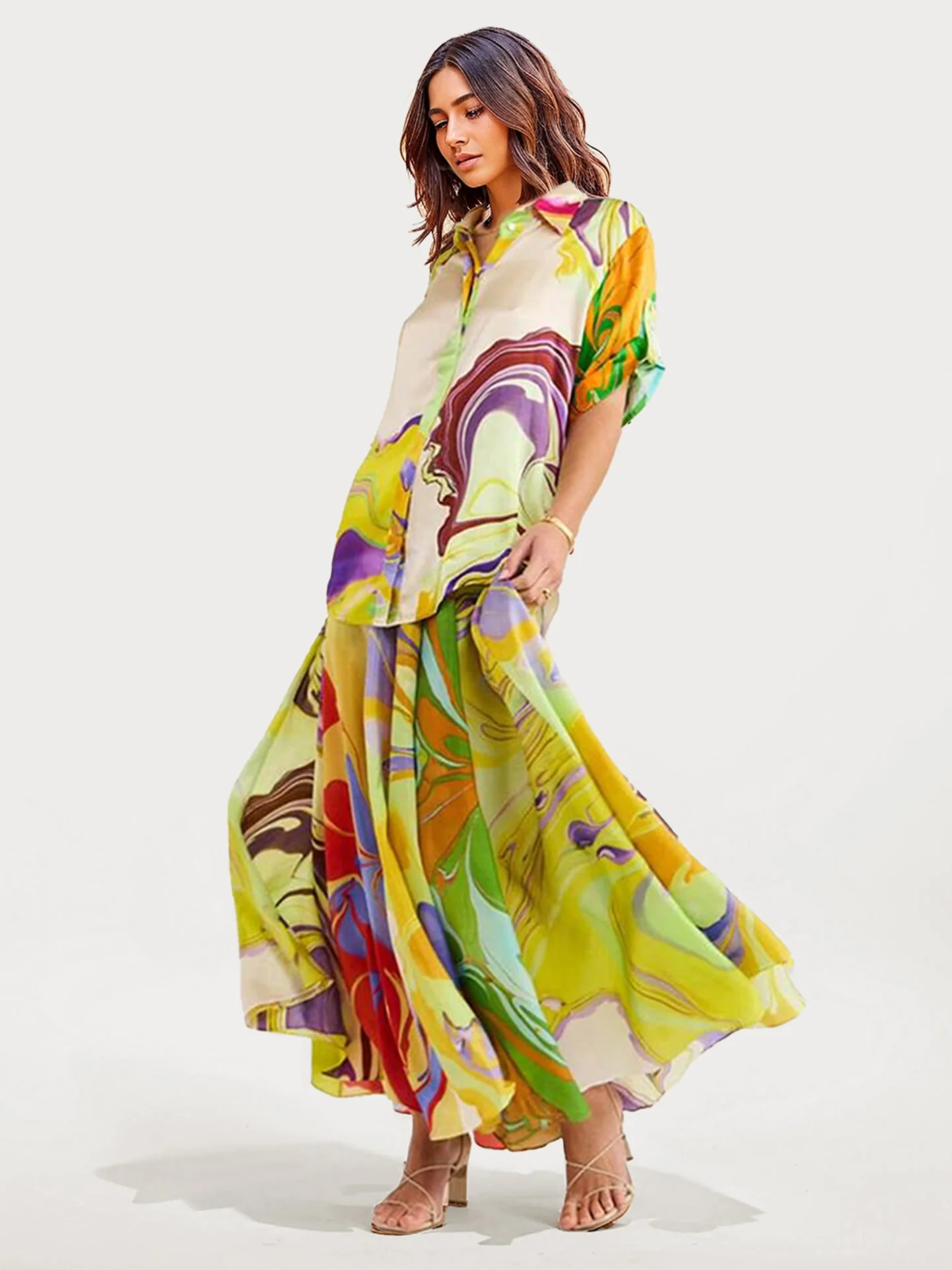 Colorful Abstract Print Dress Set - XPRESSC
