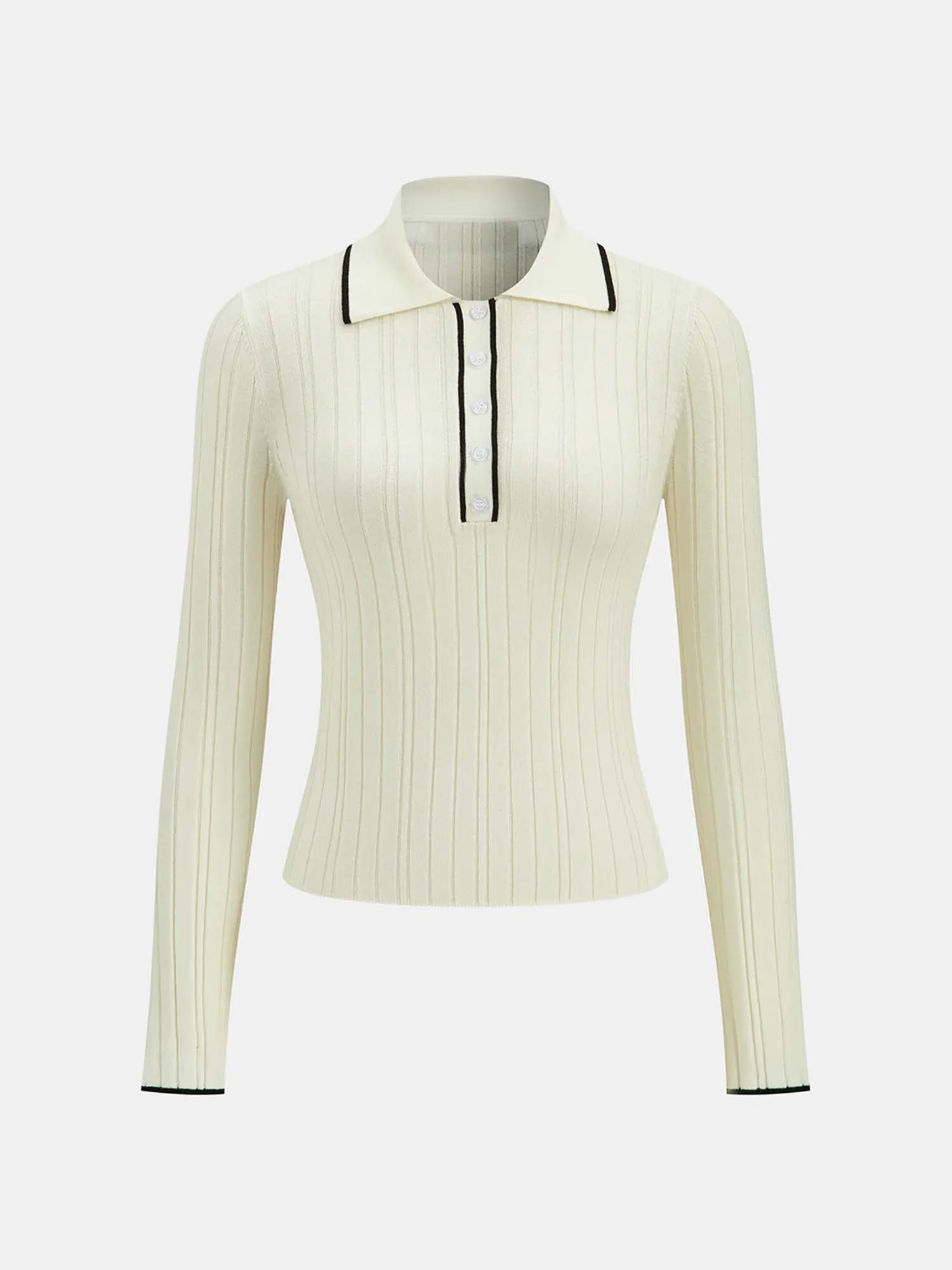 Fitted Rib Polo Knit French Base Layer - XPRESSC
