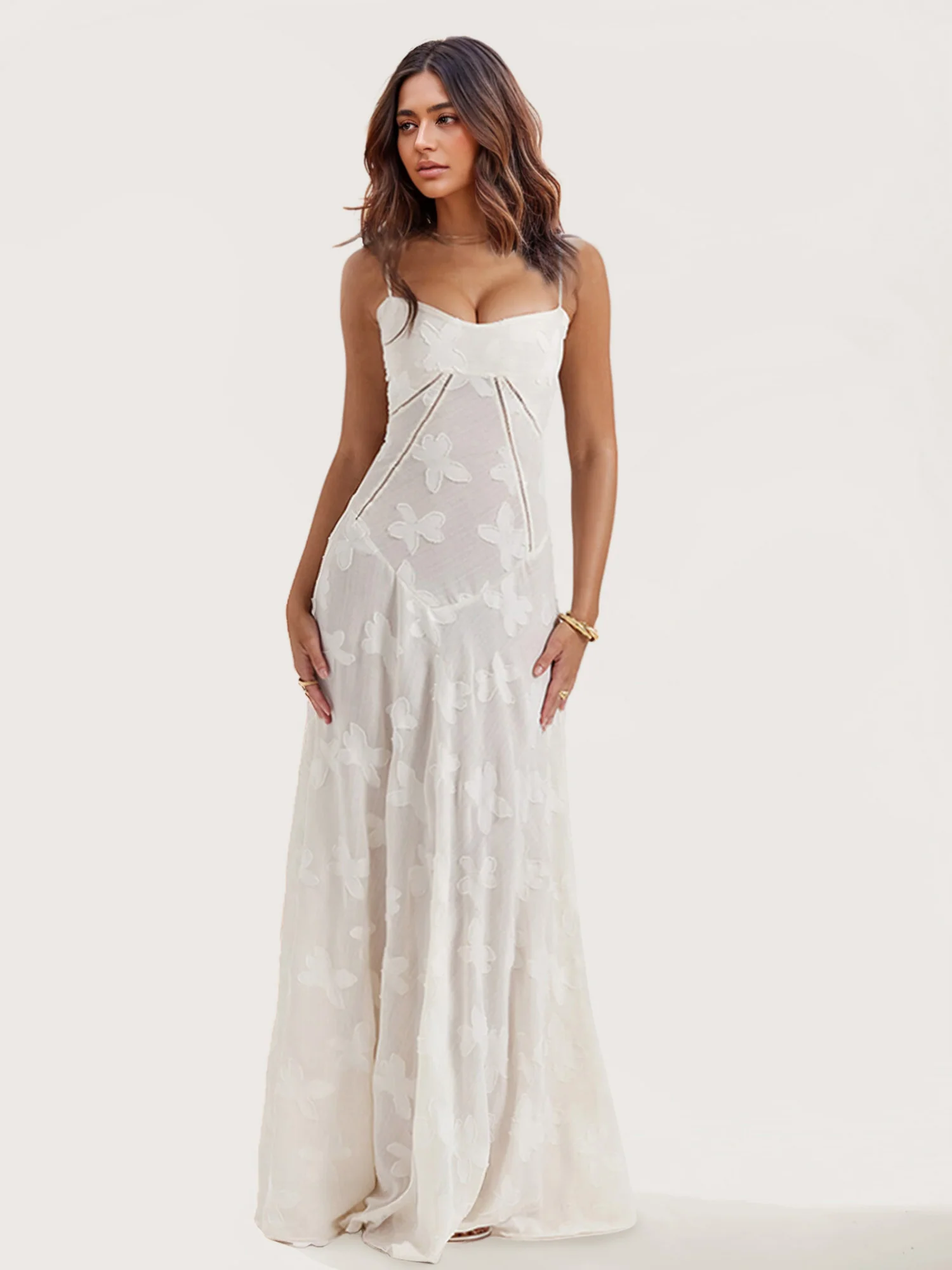 Floral Lace Detail Maxi Dress - XPRESSC