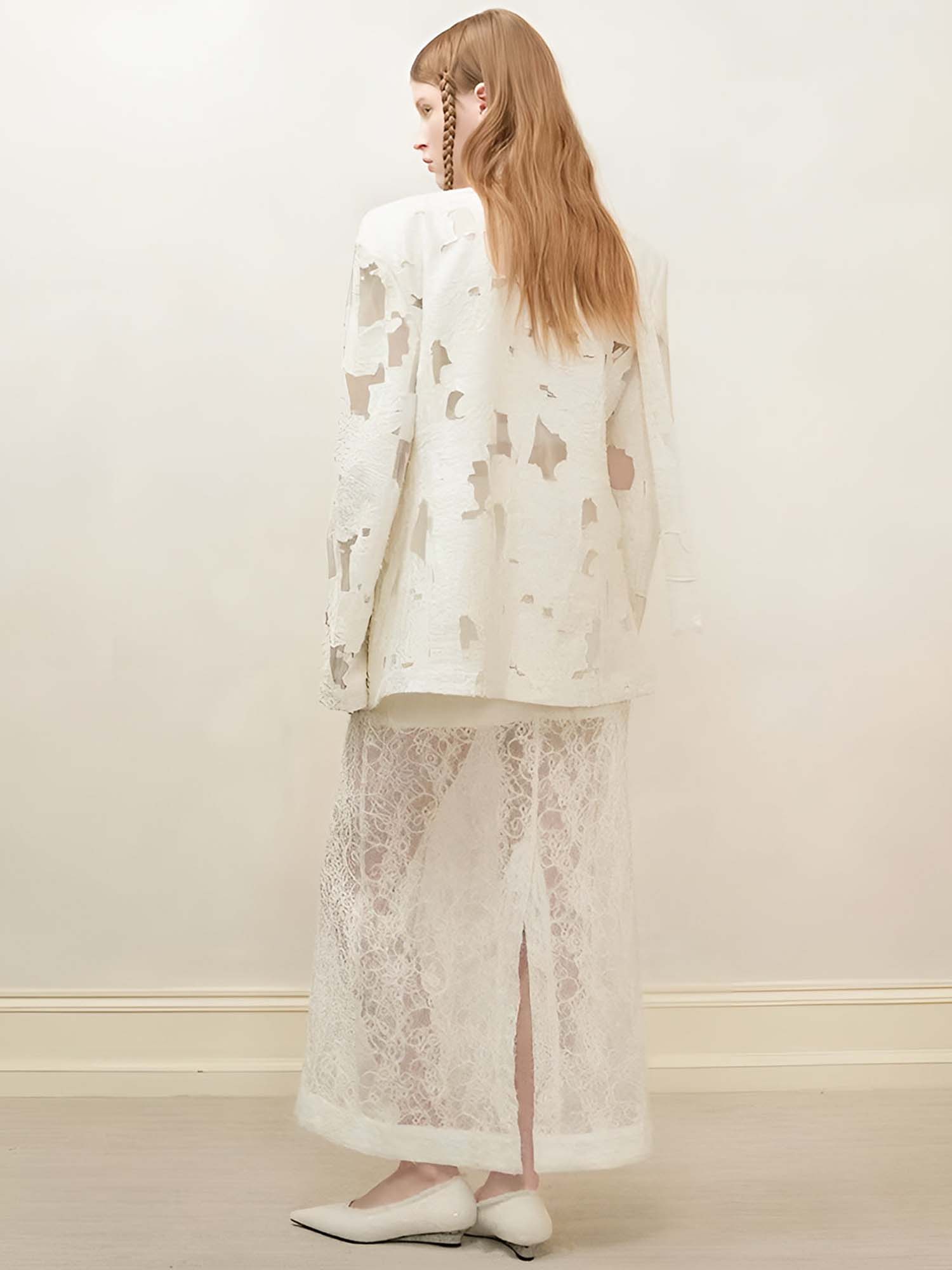 Distressed White Blazer - XPRESSC