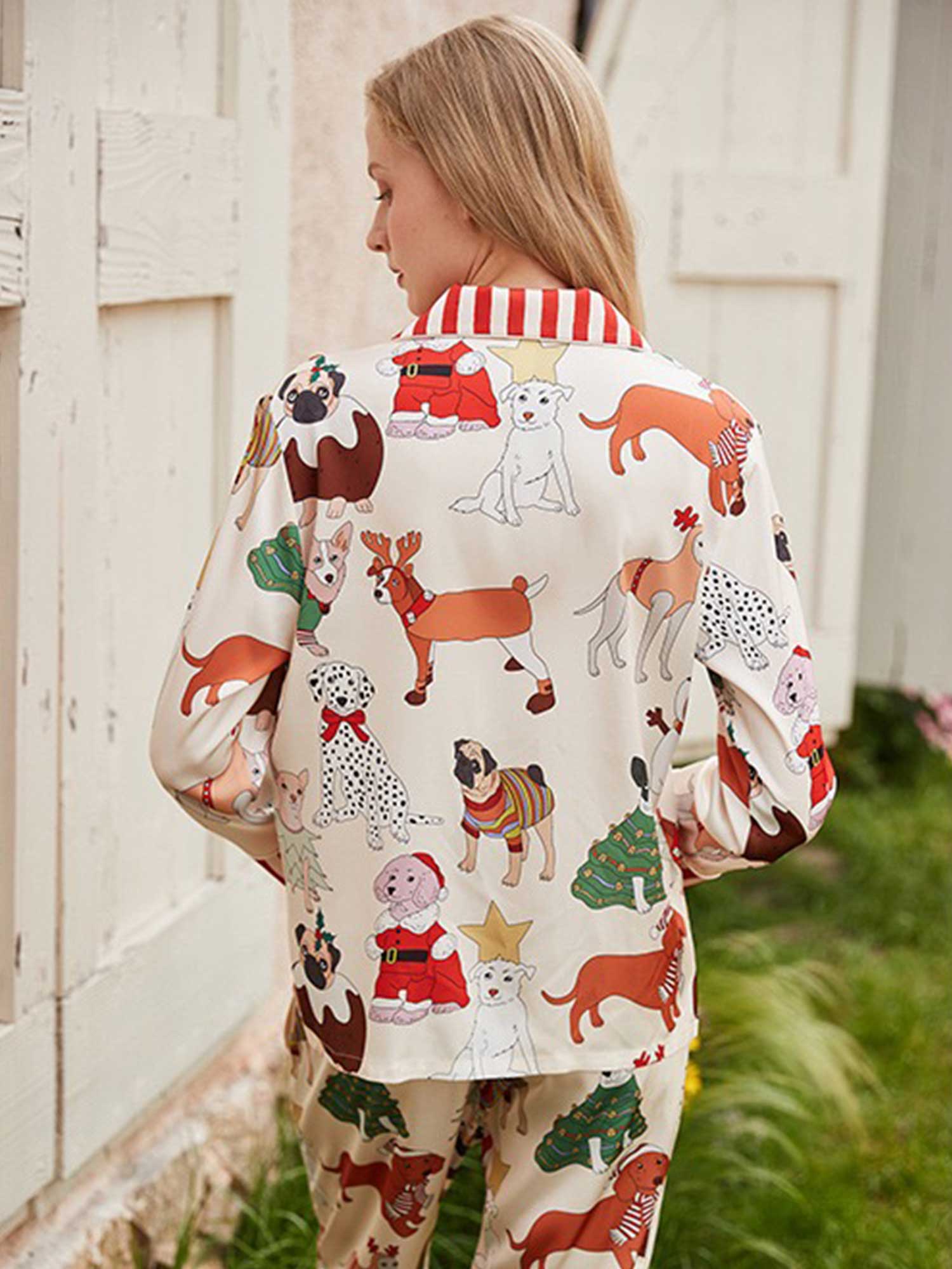 Cartoon Dog Print Long Pajama Set - XPRESSC