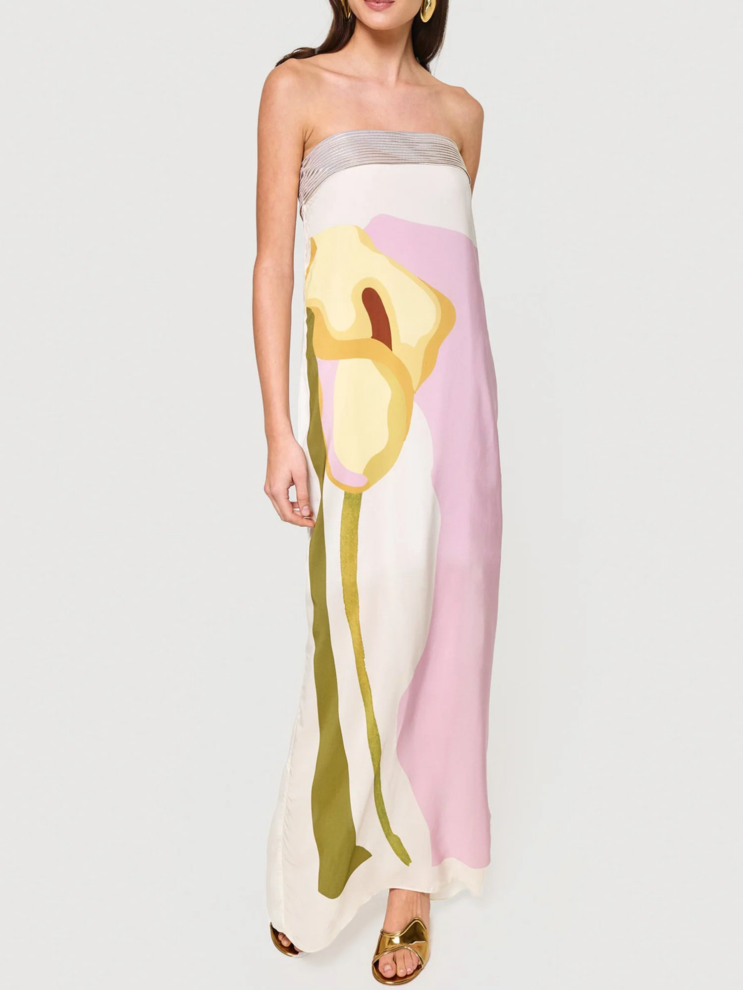 Watercolor-Inspired Long Sleeve Maxi Dress - XPRESSC