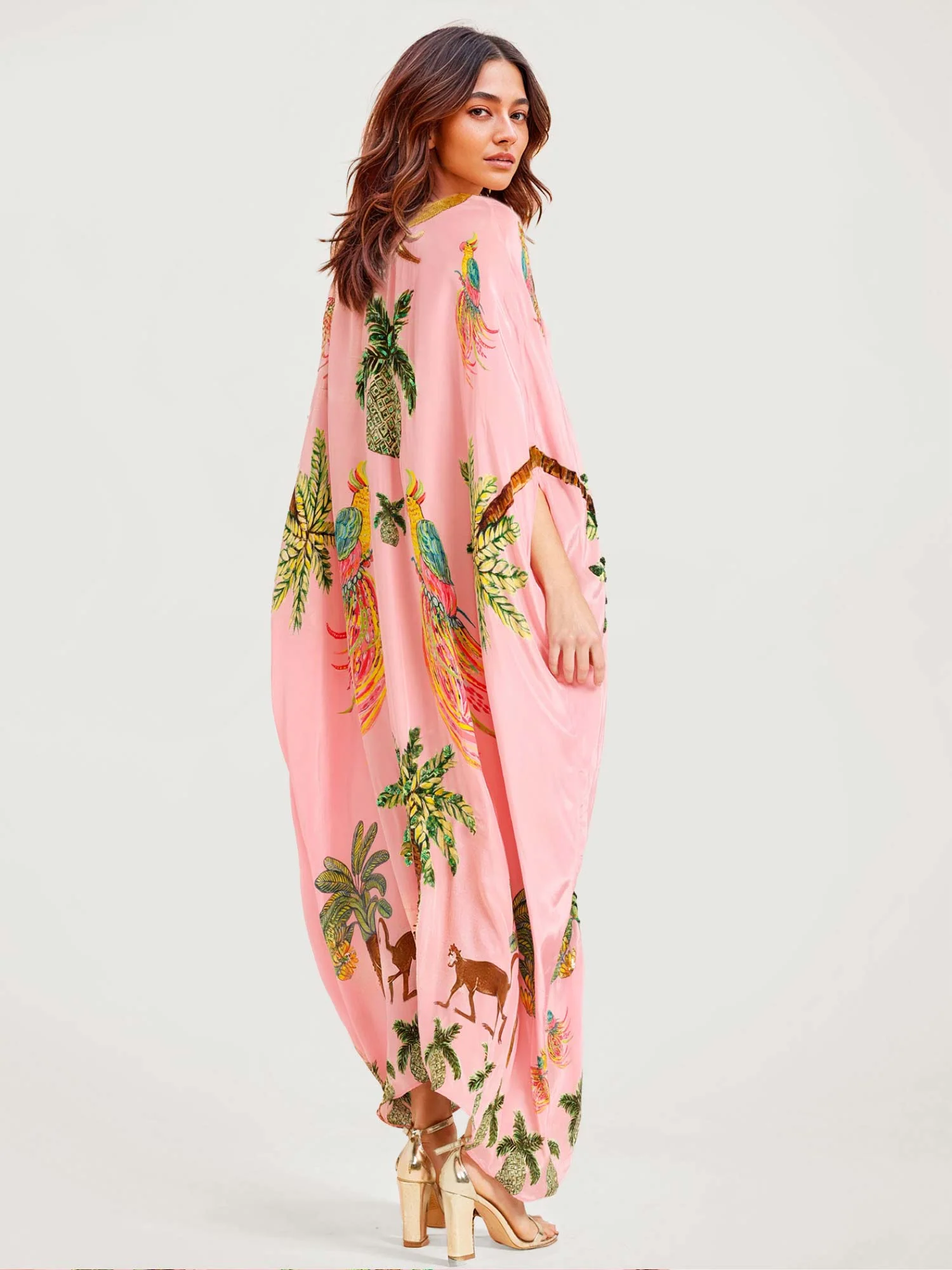 Black/Pink Parrot Print Maxi Dress - XPRESSC