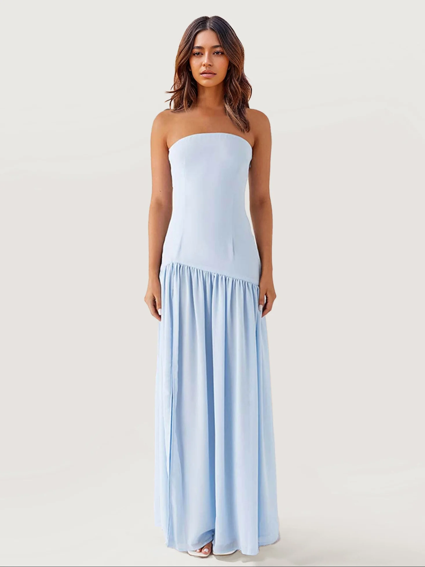 Strapless Ruffle Maxi Dress - XPRESSC