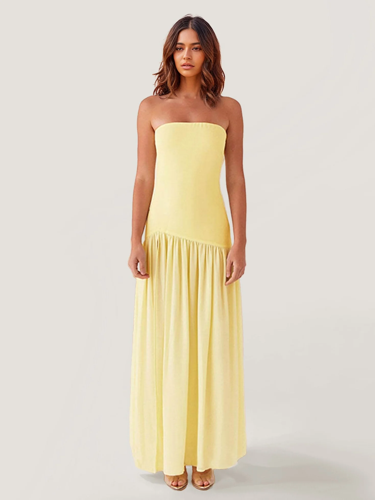 Strapless Ruffle Maxi Dress - XPRESSC