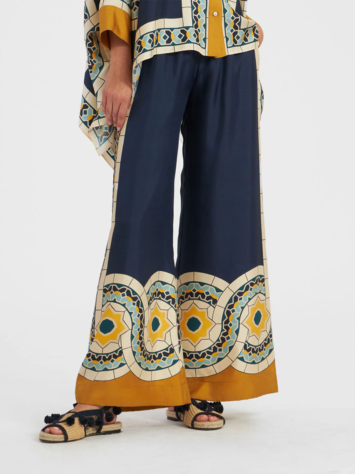 Geometric Print Wide-Leg Pants - XPRESSC