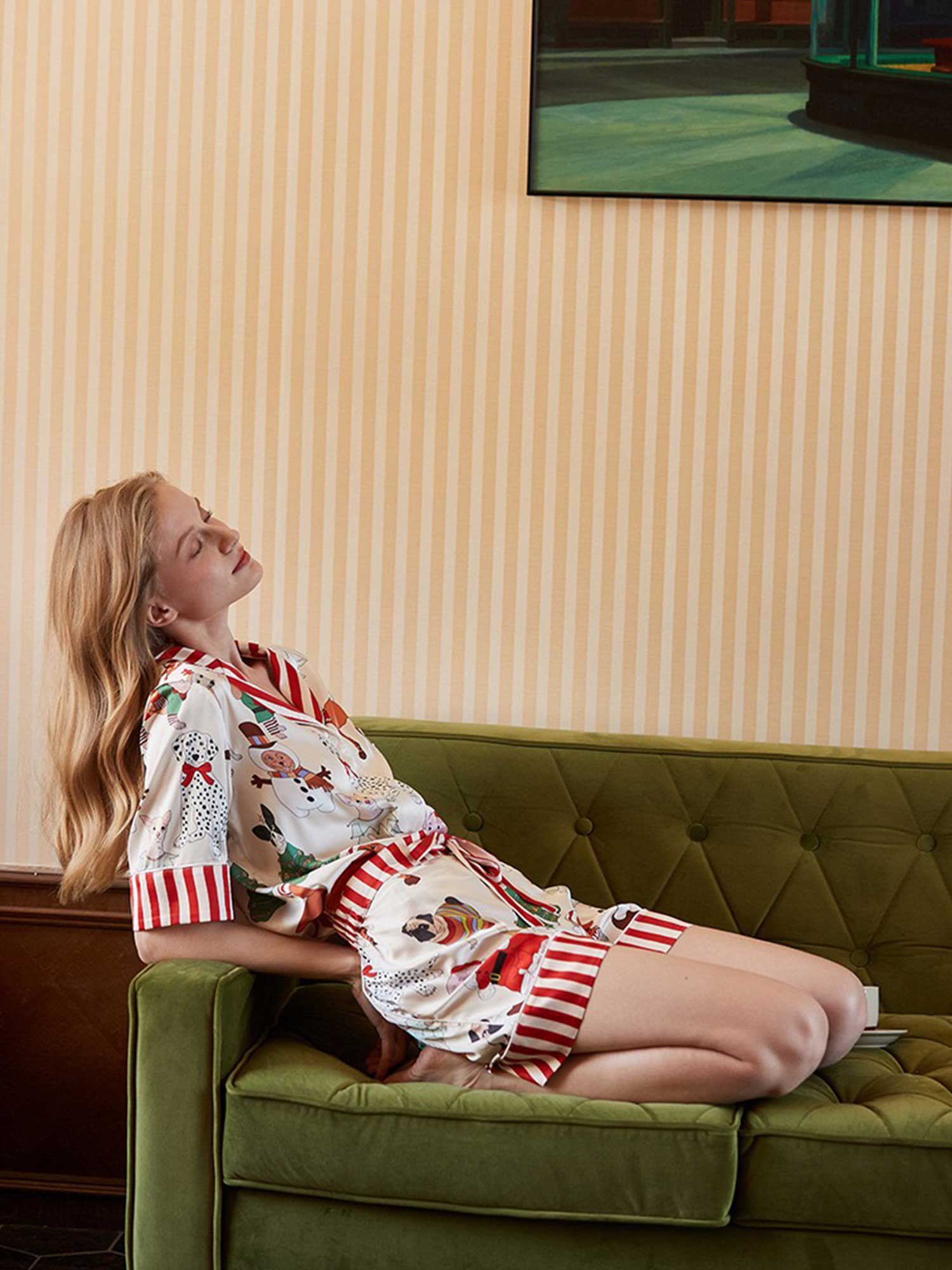 Cartoon Dog Print Short Pajama Set - XPRESSC