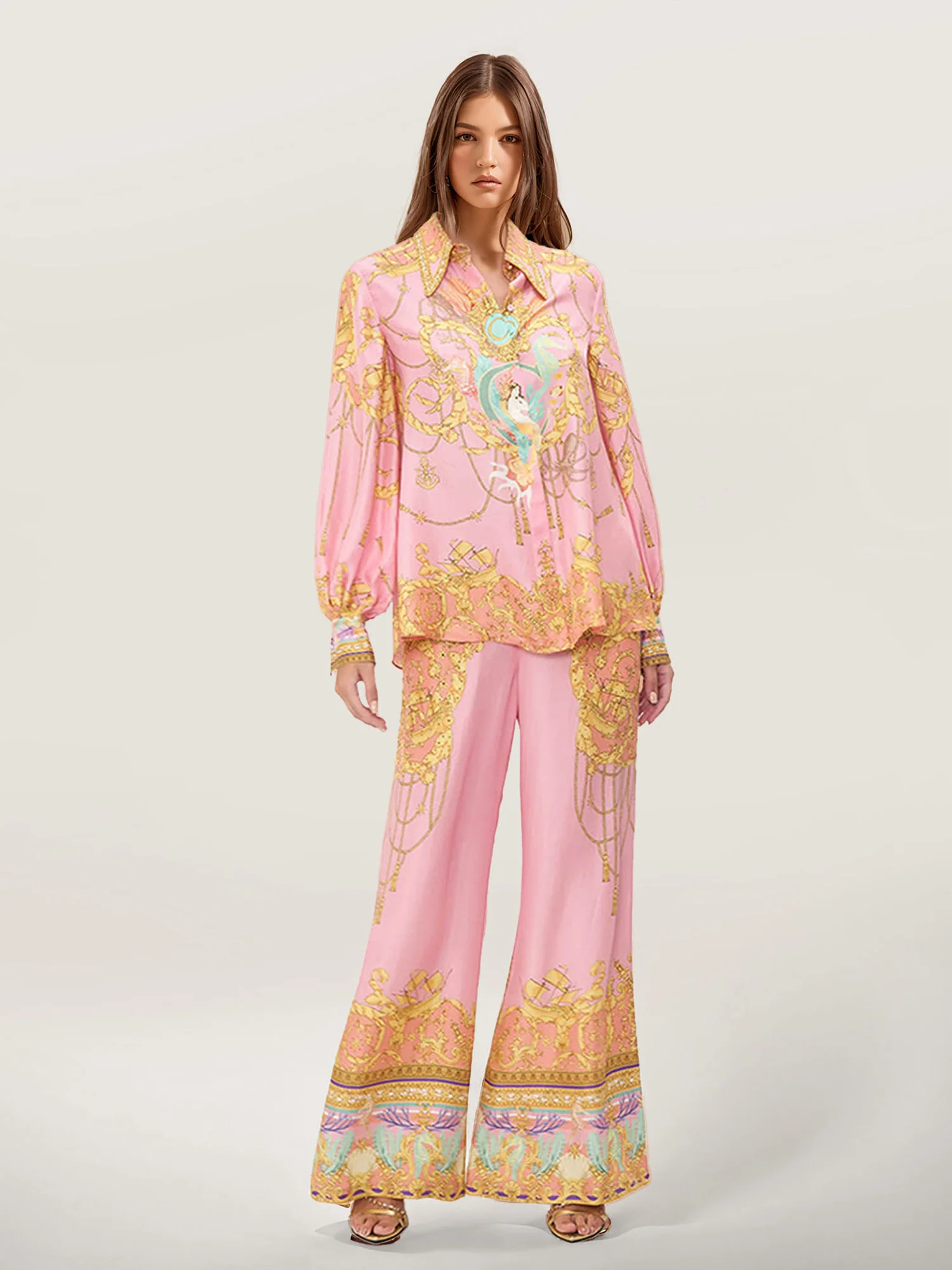 Fish Print Puff-Sleeve-Inspired Pants - XPRESSC