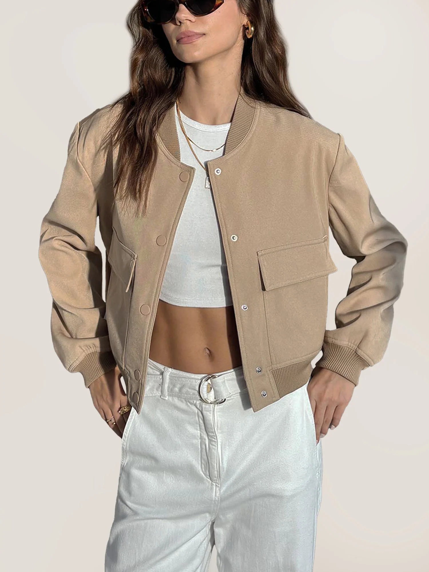 Bomber-Style Cropped Jacket - XPRESSC