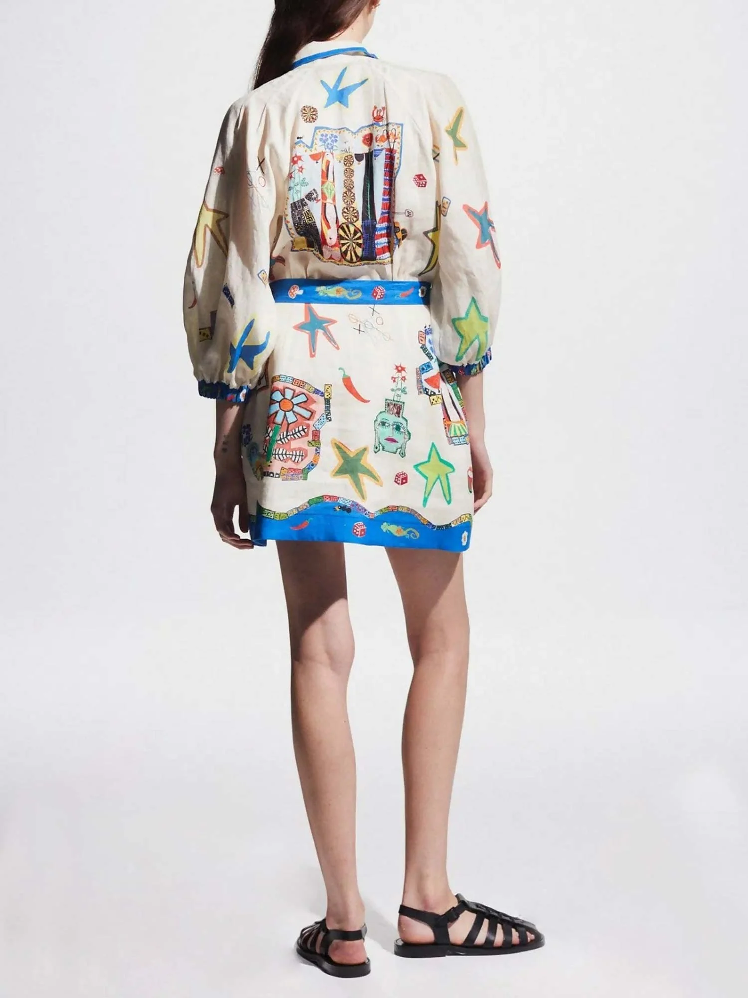 Tropical Print Mini Dress with Belt - XPRESSC