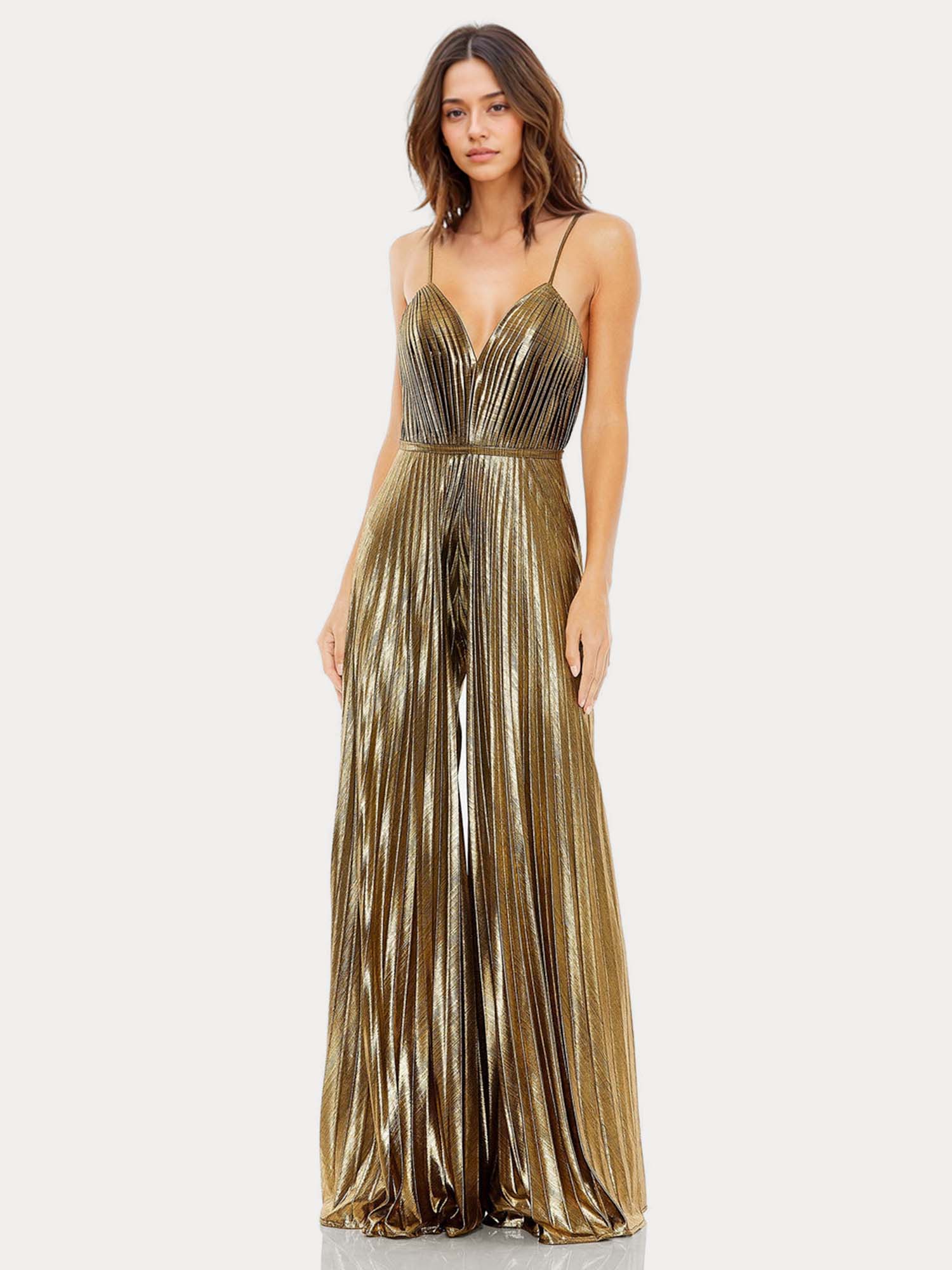 V-Neck Slip Party Wide Leg Jumpsuit - XPRESSC