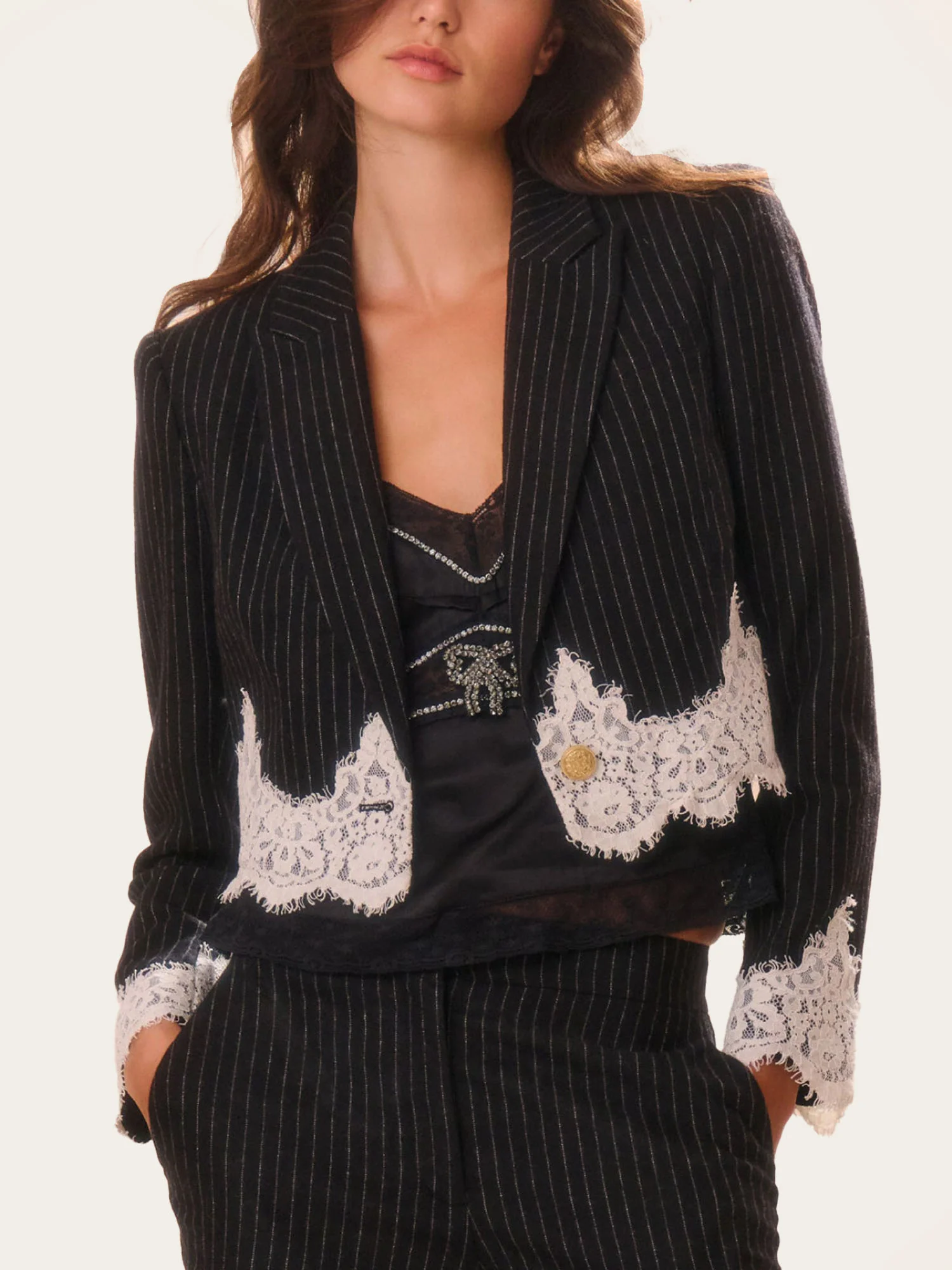 Pinstripe Lace Blazer - XPRESSC