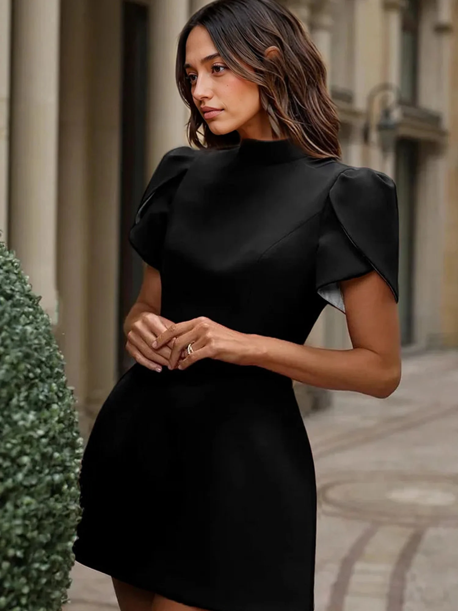 Black Pleated A-Line Mini Dress - XPRESSC