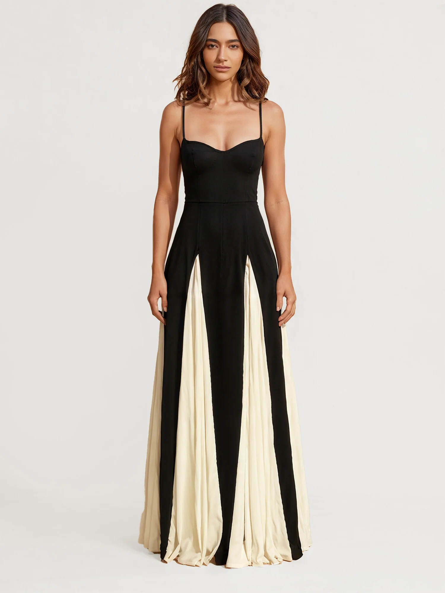 Chic Contrast Black and White Maxi Dress - XPRESSC