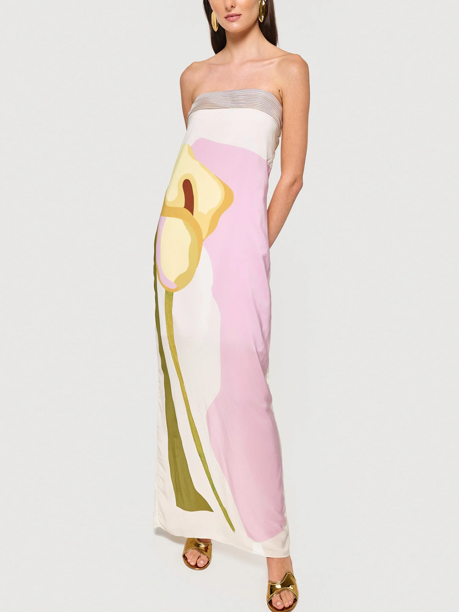 Watercolor-Inspired Long Sleeve Maxi Dress - XPRESSC