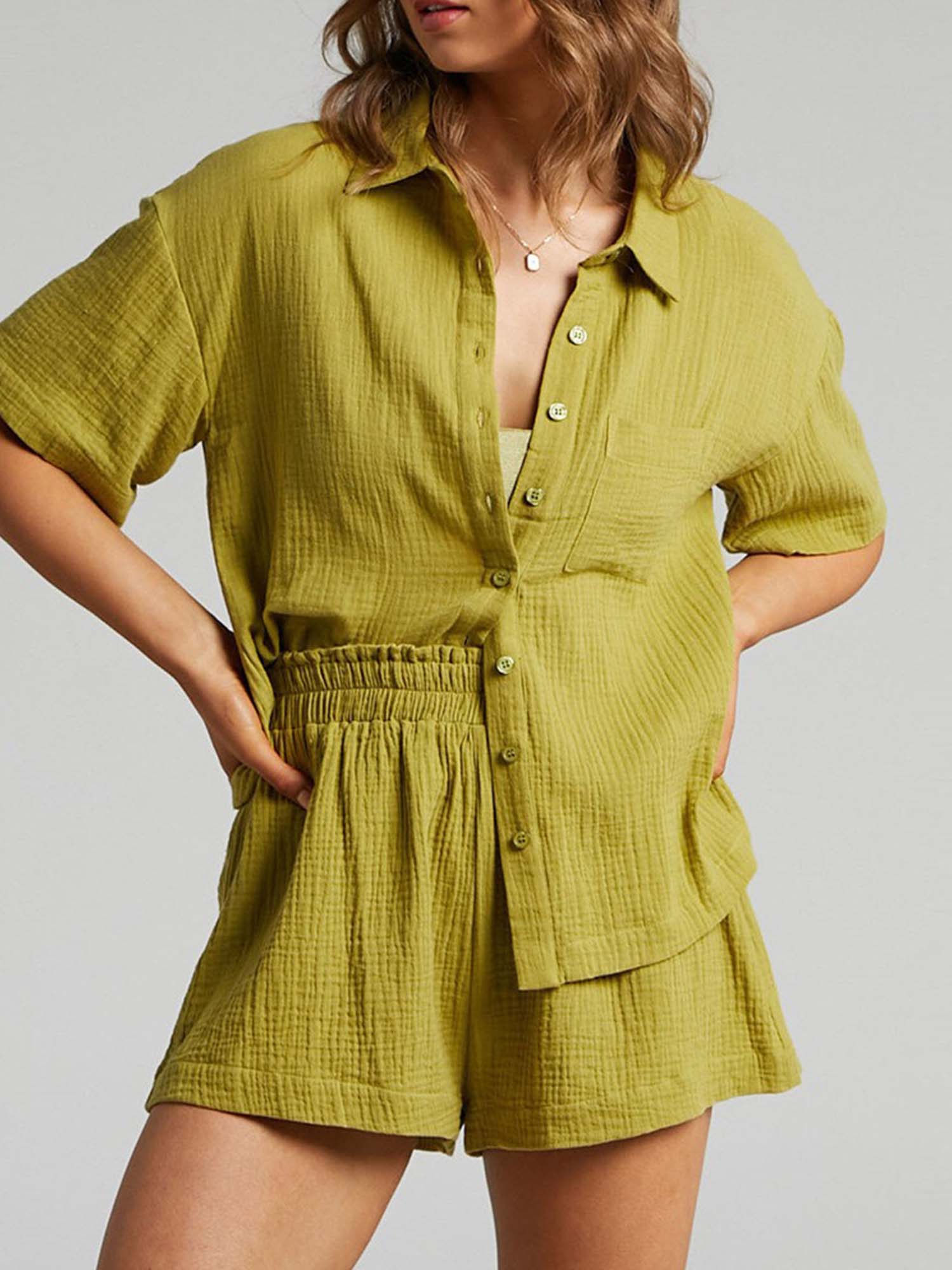 Short Sleeve Shirt Shorts Set Casual Euro Flow - XPRESSC