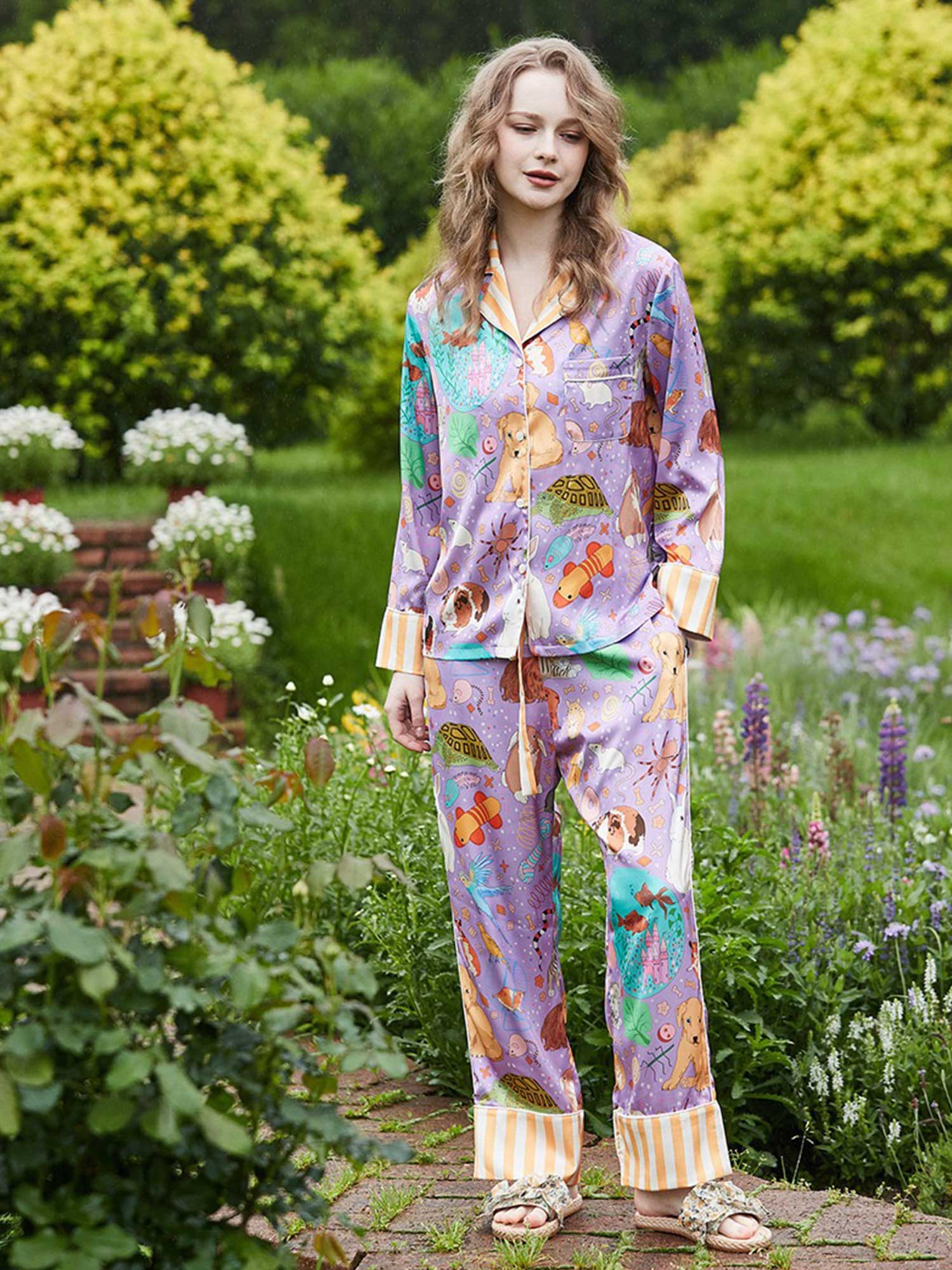 Guinea Pig & Goldfish Long Print Pajama Set - XPRESSC