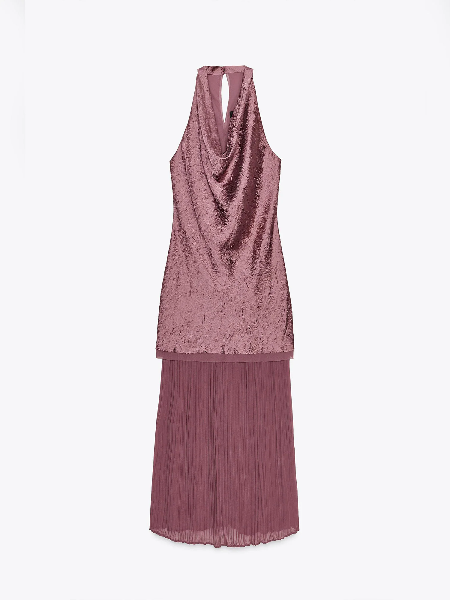 Dusty Rose Textured Halter Maxi Dress - XPRESSC