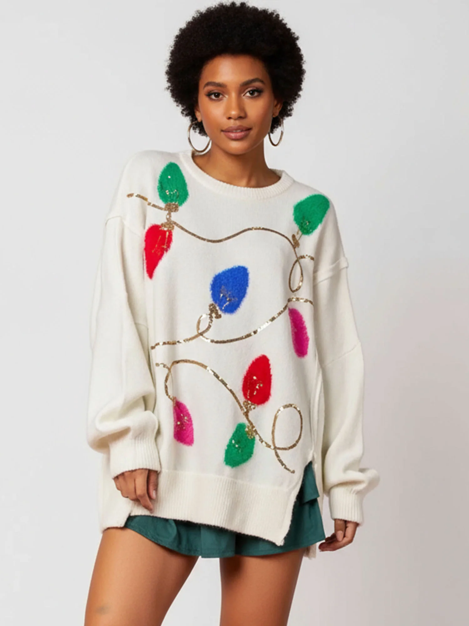 White Festive Cascade Sweater - XPRESSC