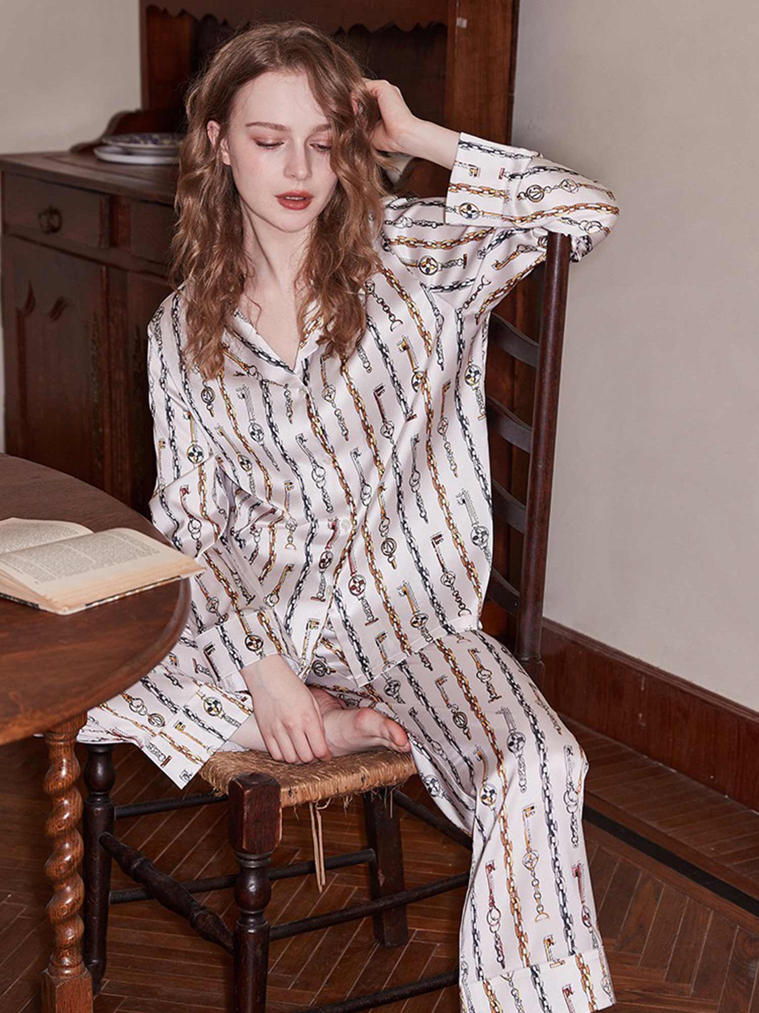 Chain Link Pattern Pajama Set - XPRESSC