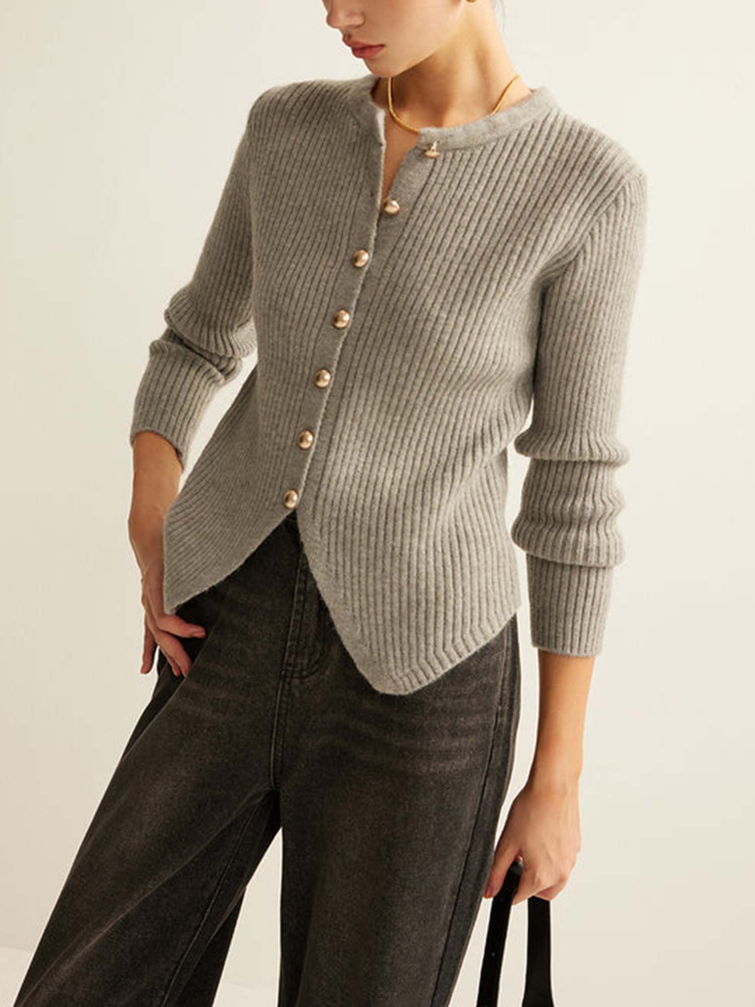 Ribbed Button Cardigan - XPRESSC