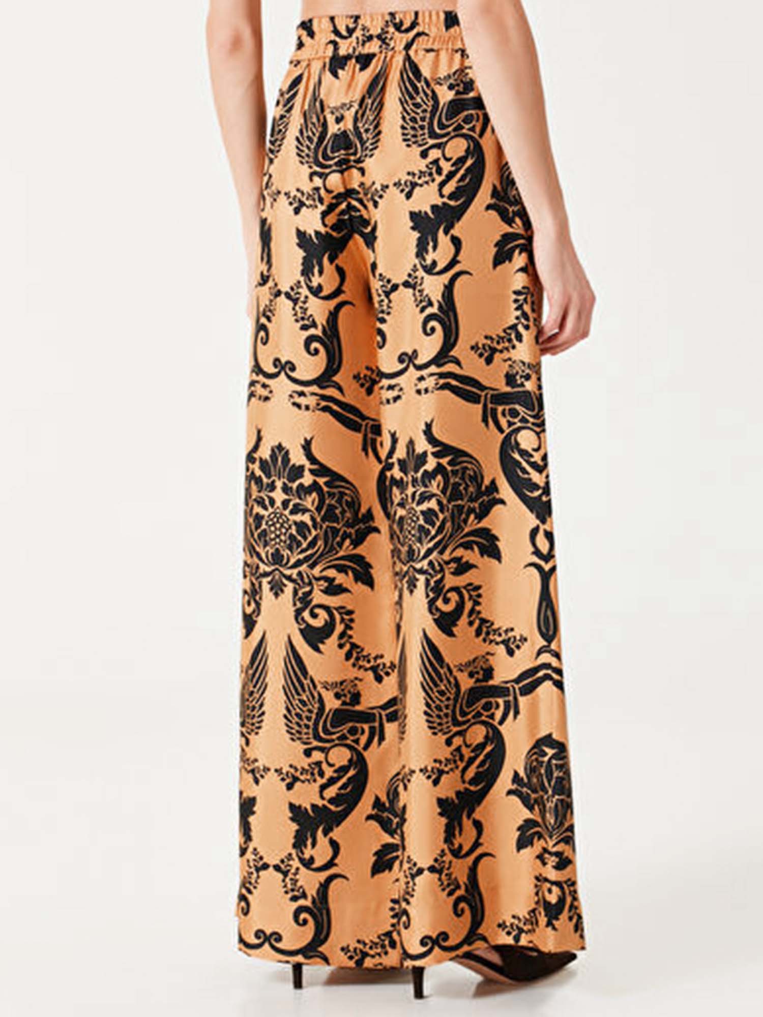 Bohemian Satin  Pants with Feather Accents - XPRESSC